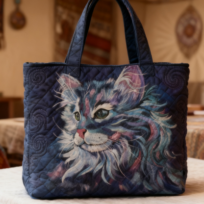 Art Cat Quilted Tote Bag