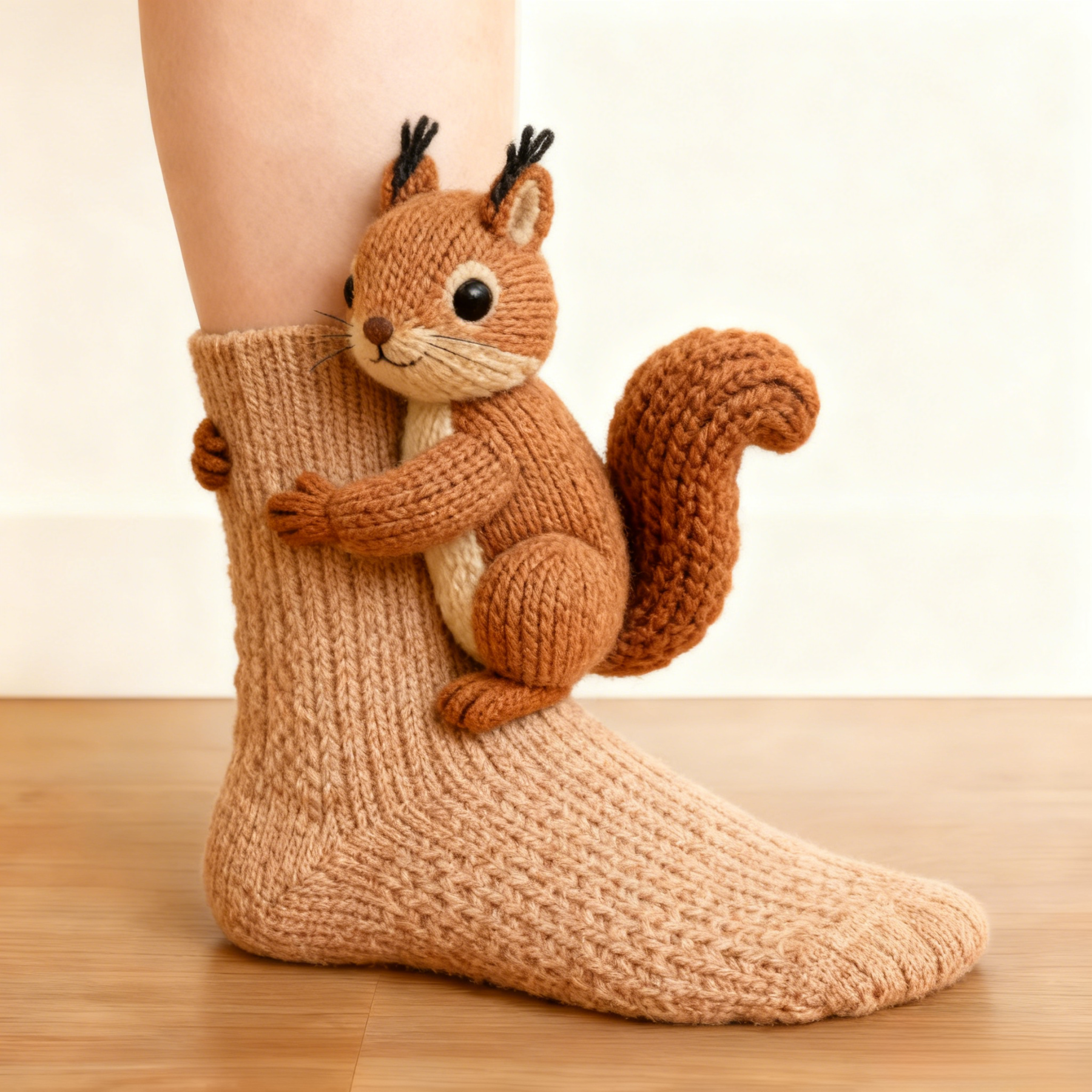 3D Cute Squirrel Socks - Light Brown