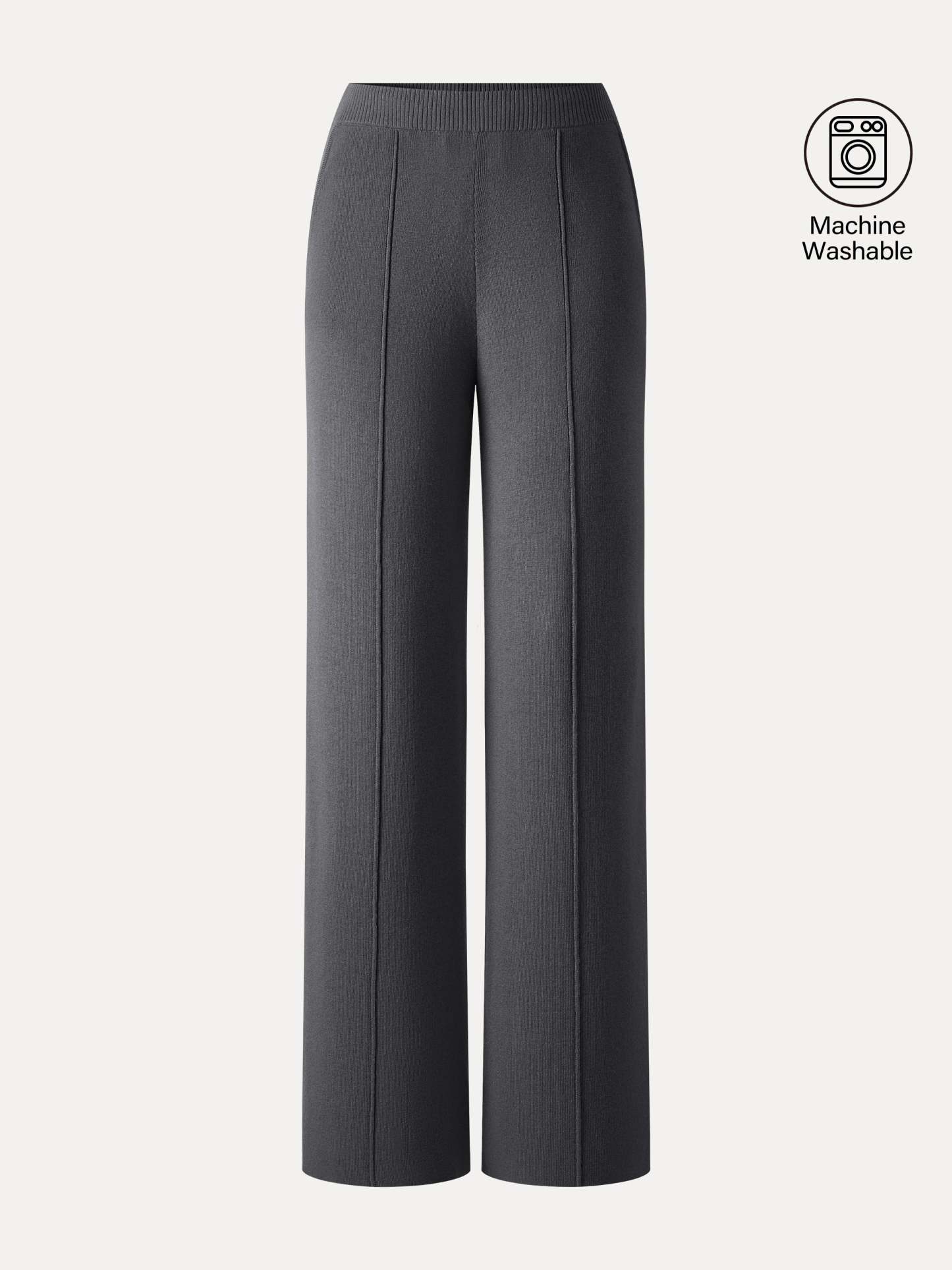 Merino Blend High-Rise Pintuck Wide-Leg Pants with Pockets
