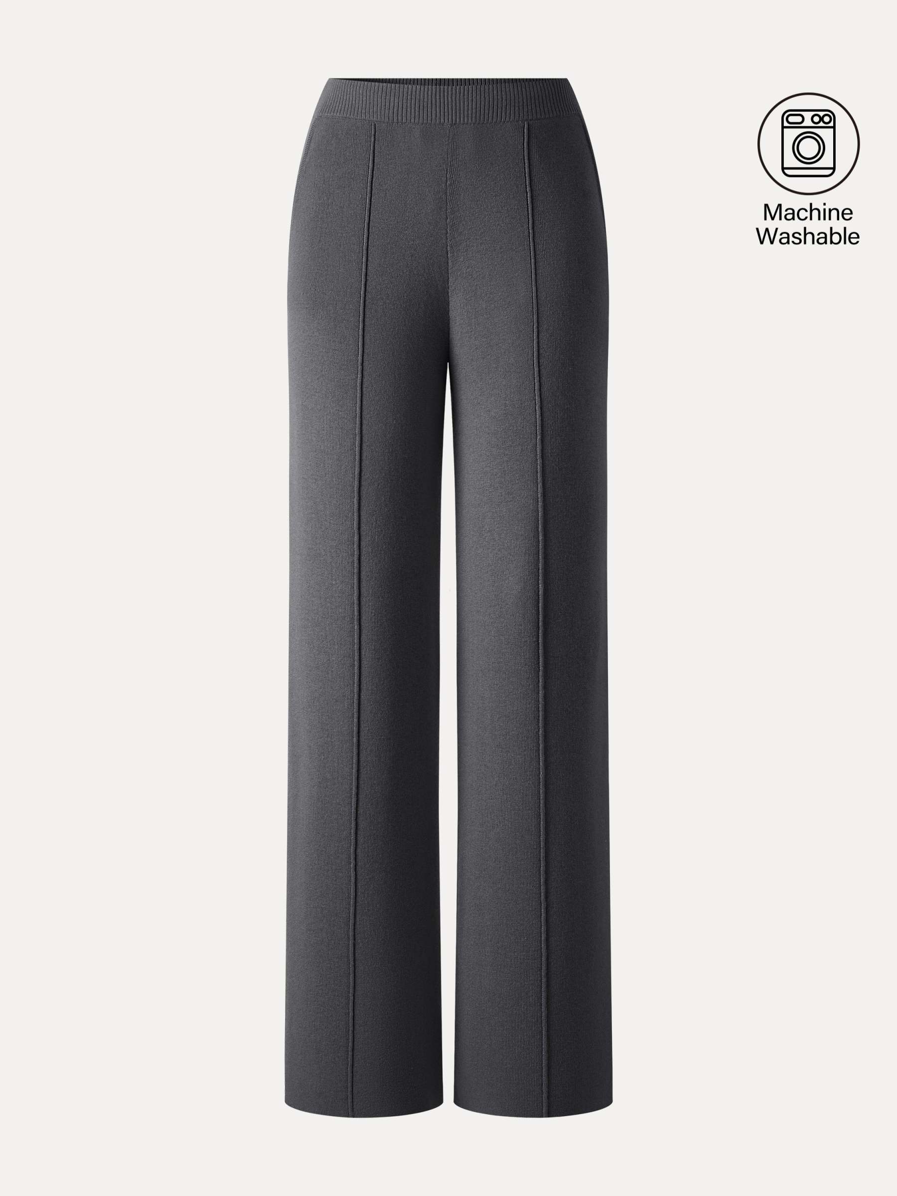 Merino Blend High-Rise Pintuck Wide-Leg Pants with Pockets