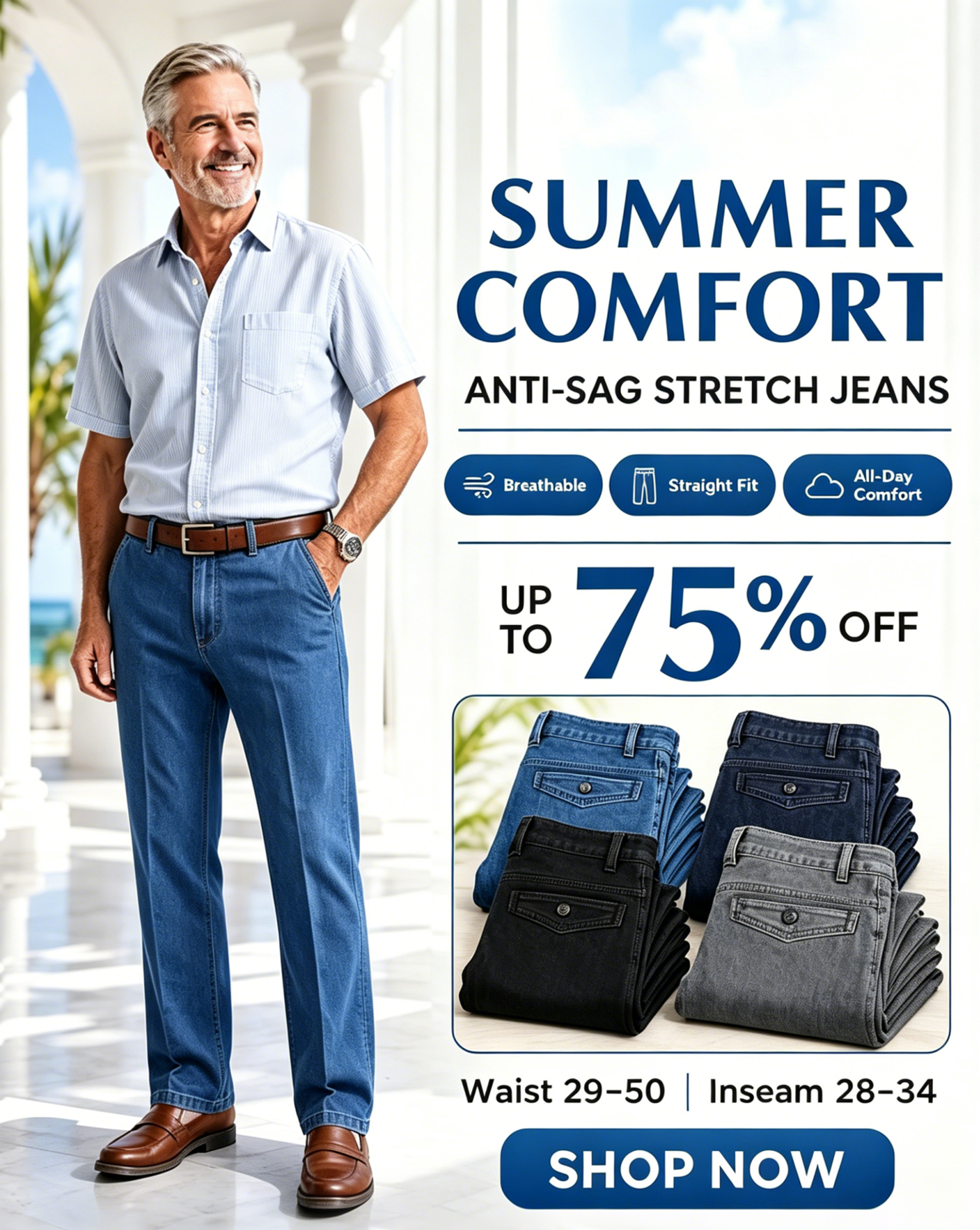 🔥Clearance sale, limited stock !🔥Men's Classic Straight Fit Stretch Jeans