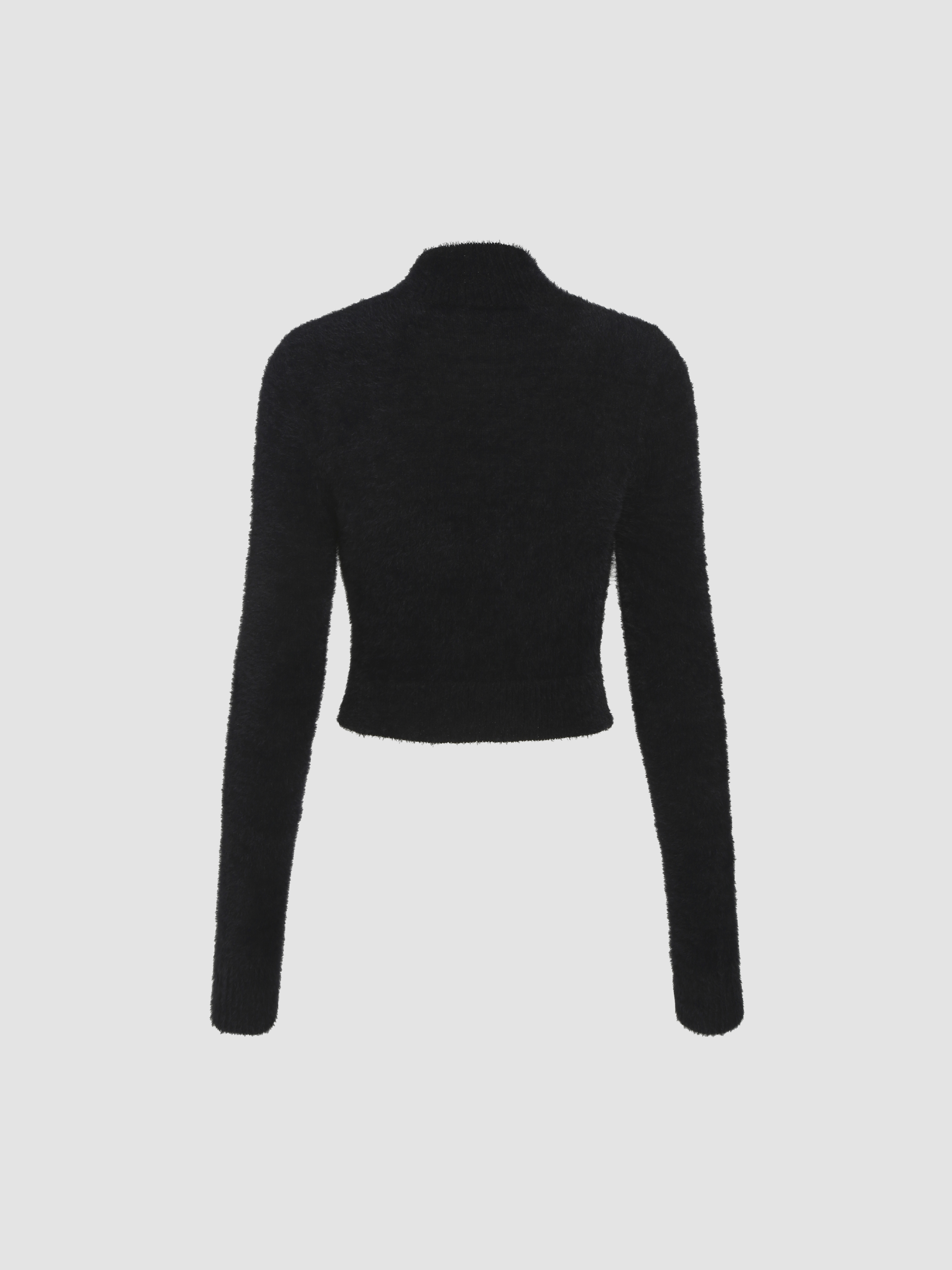 Lantern Pattern Knitted Long Sleeve Crop Top