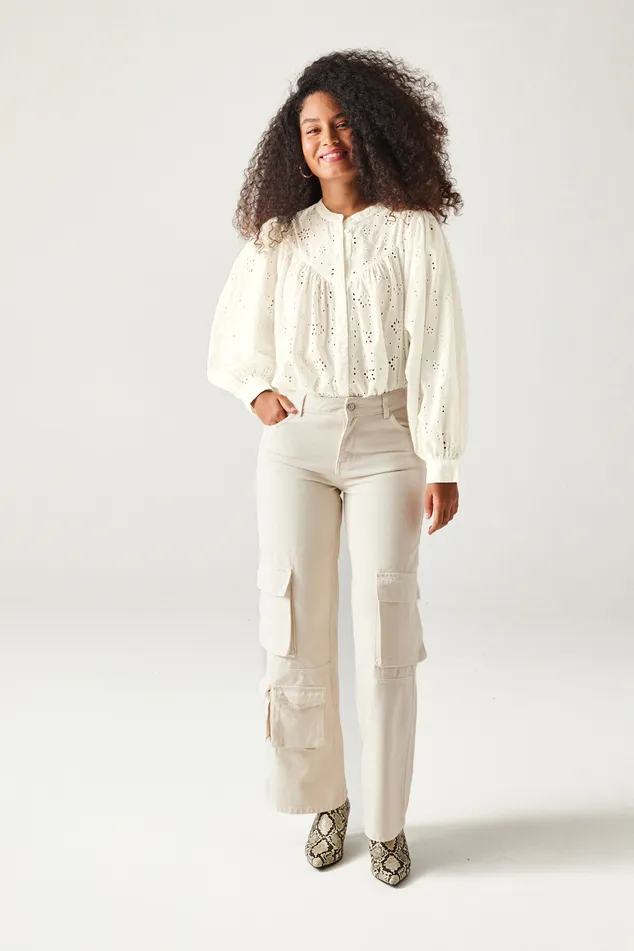 Chemise en broderie anglaise - Ecru