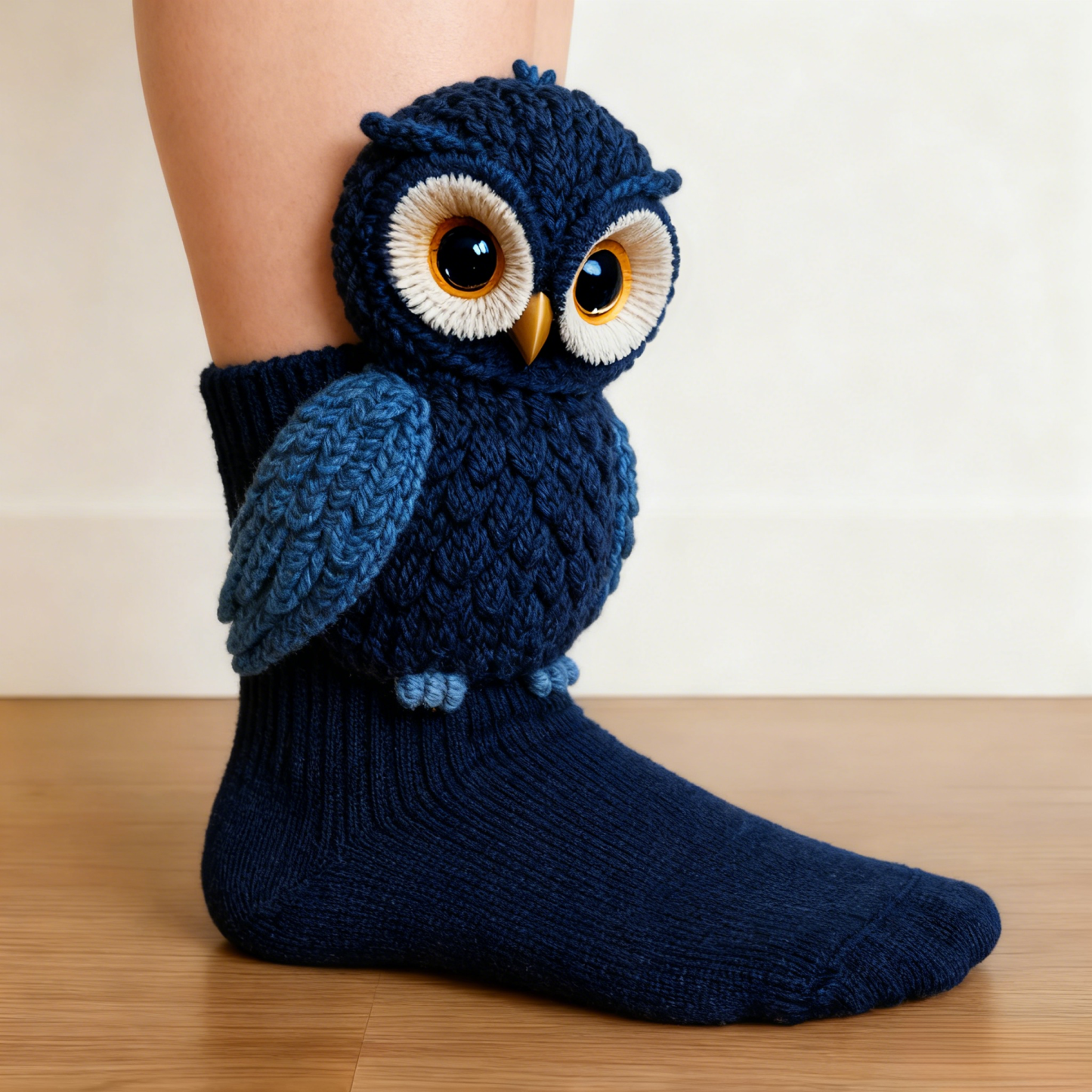 3D Cute Owl Socks - Navy Blue