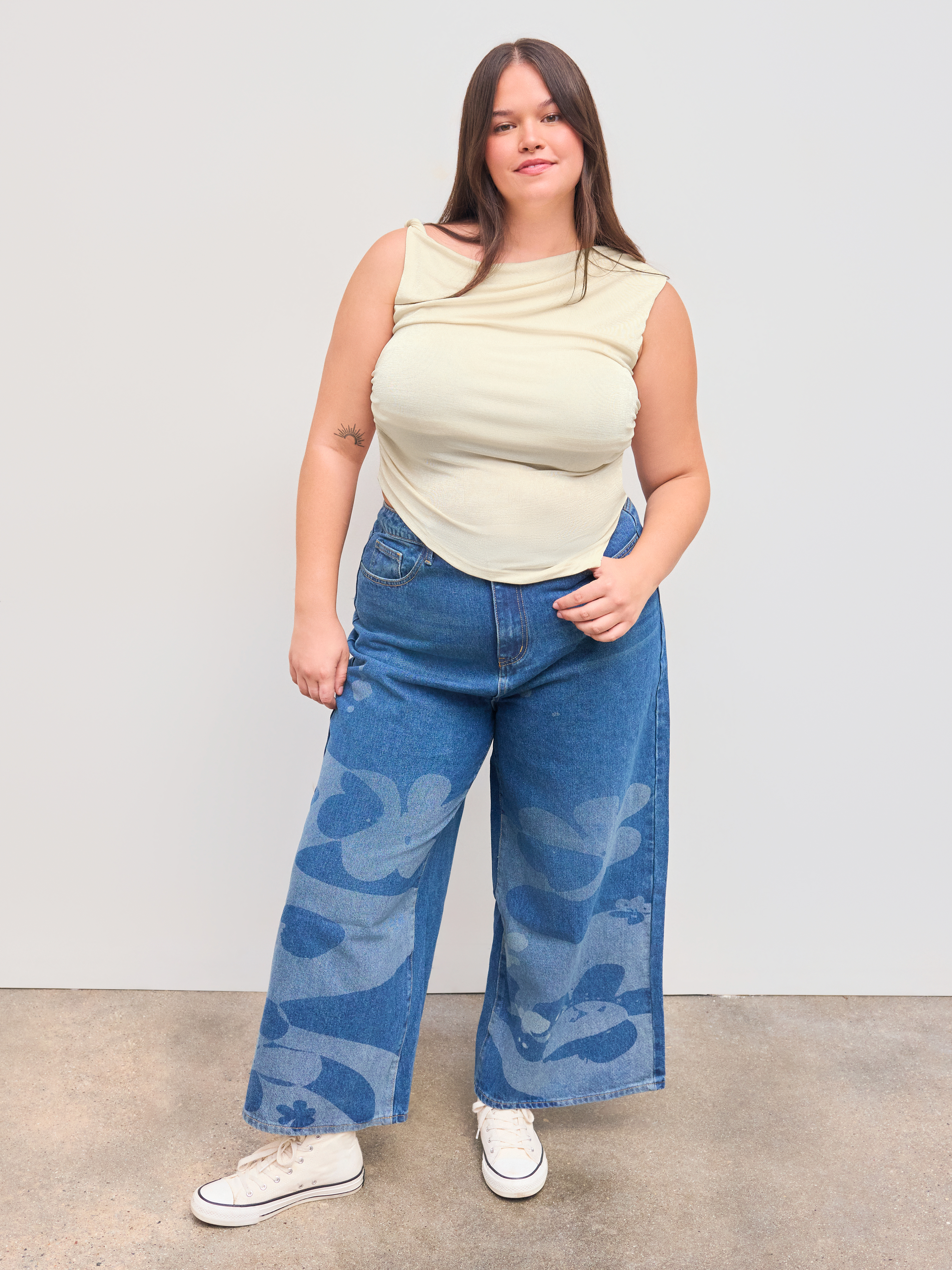 Asymmetrical Neck Ruched Tank Top Curve & Plus