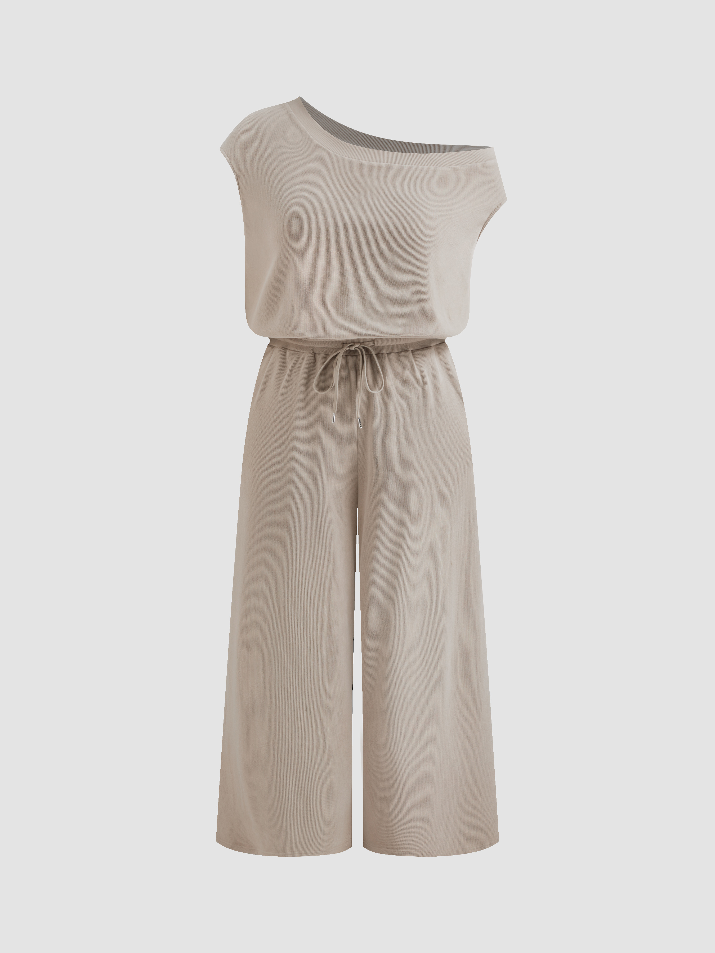 Asymmetrical Neck Drawstring Jumpsuit Curve & Plus