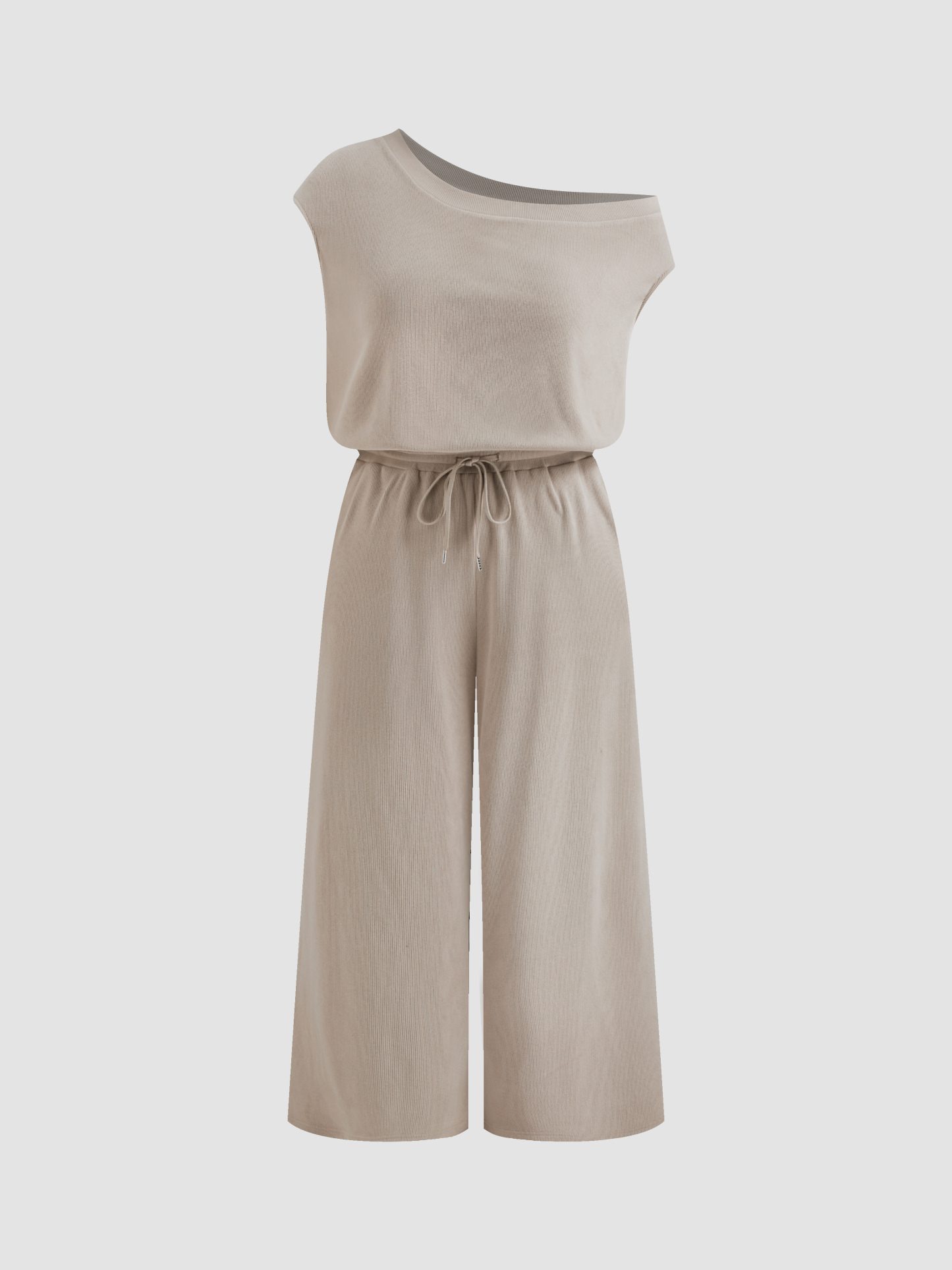 Asymmetrical Neck Drawstring Jumpsuit Curve & Plus