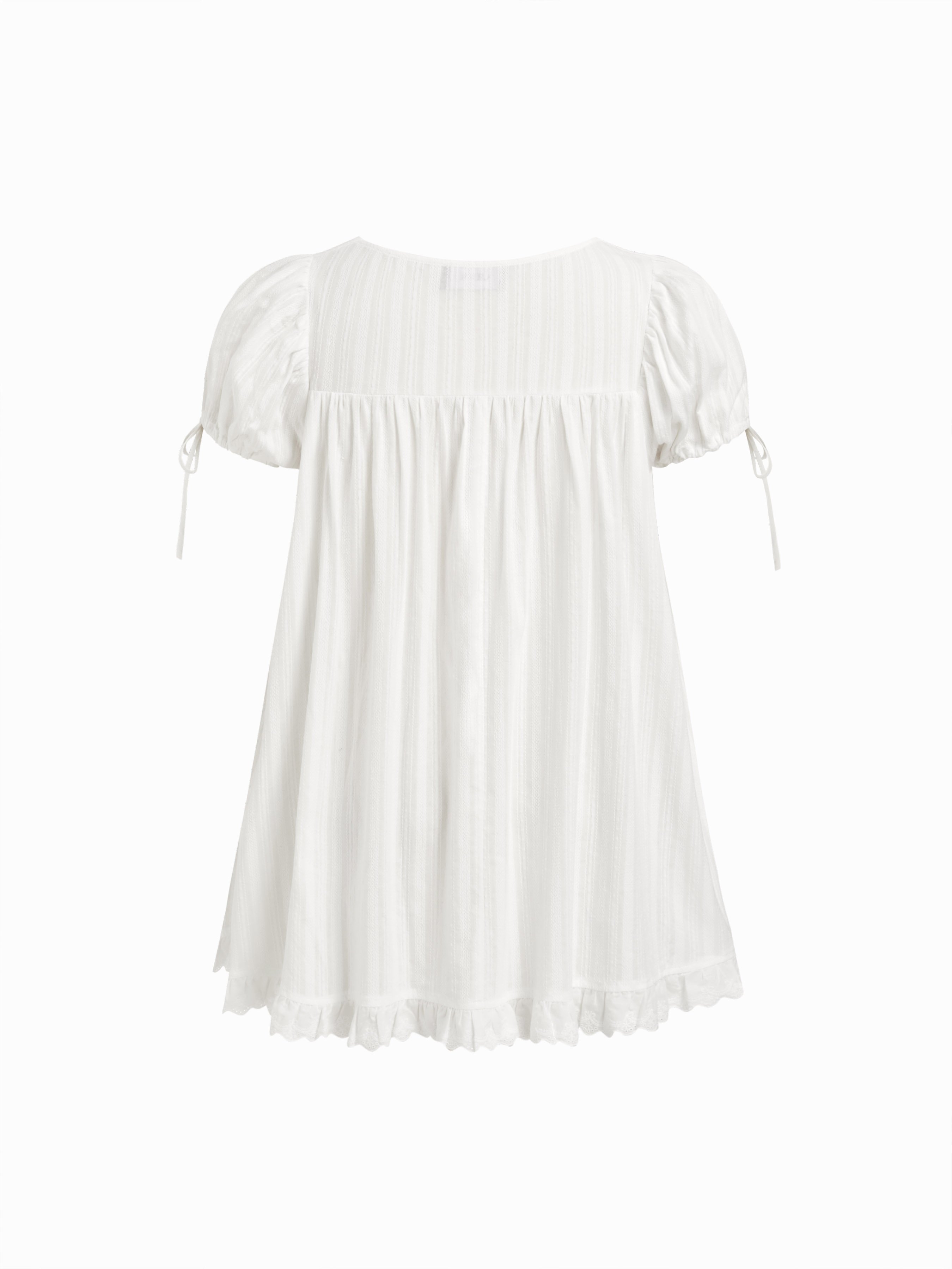 Cotton-blend Square Neck Ruffle Knotted Oversized Blouse Curve & Plus
