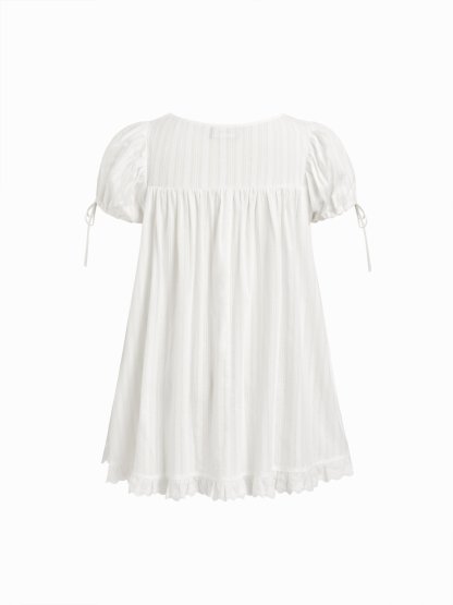 Cotton-blend Square Neck Ruffle Knotted Oversized Blouse Curve & Plus