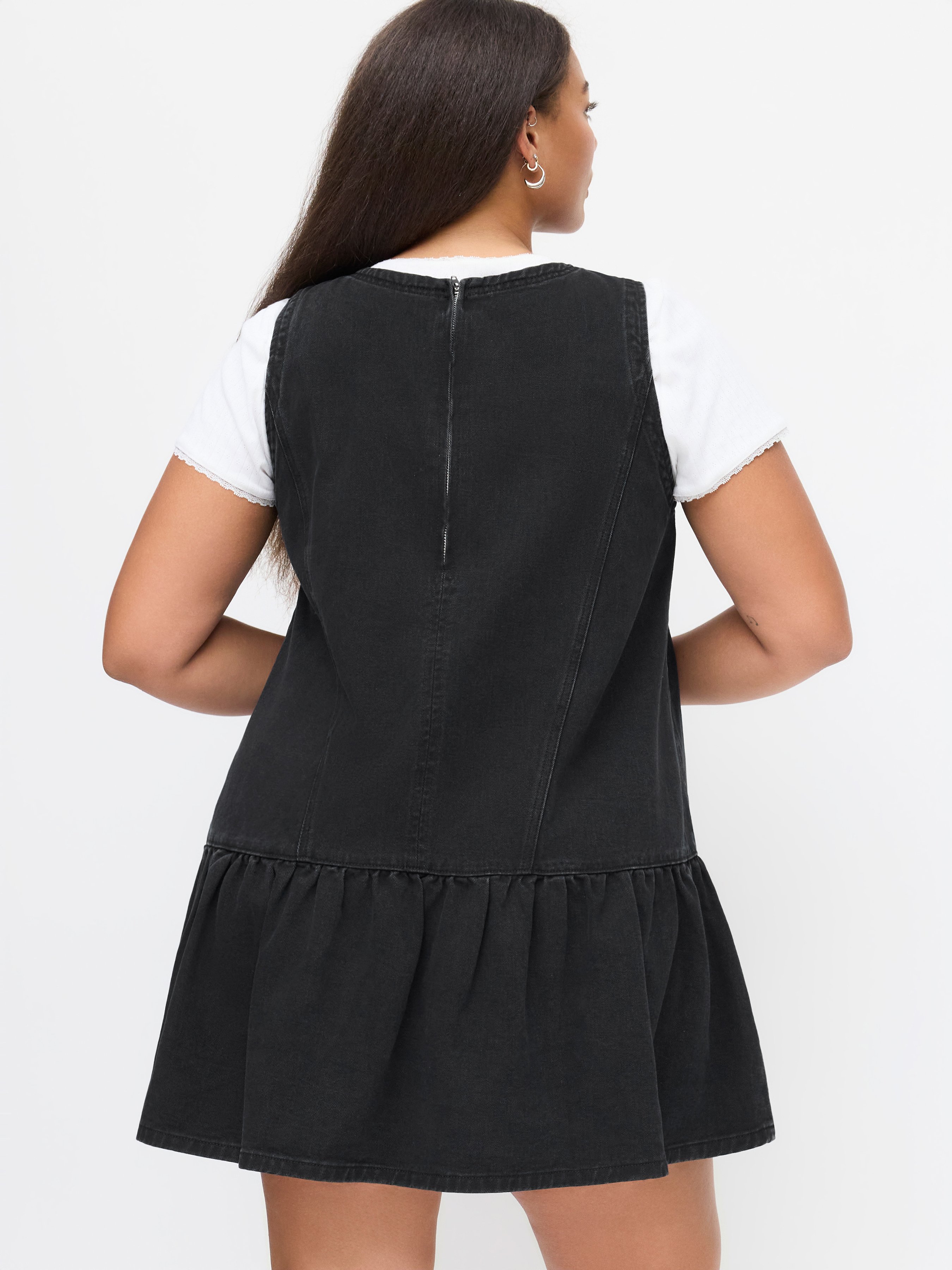 Denim V-neck Knotted A-line Mini Dress Curve & Plus