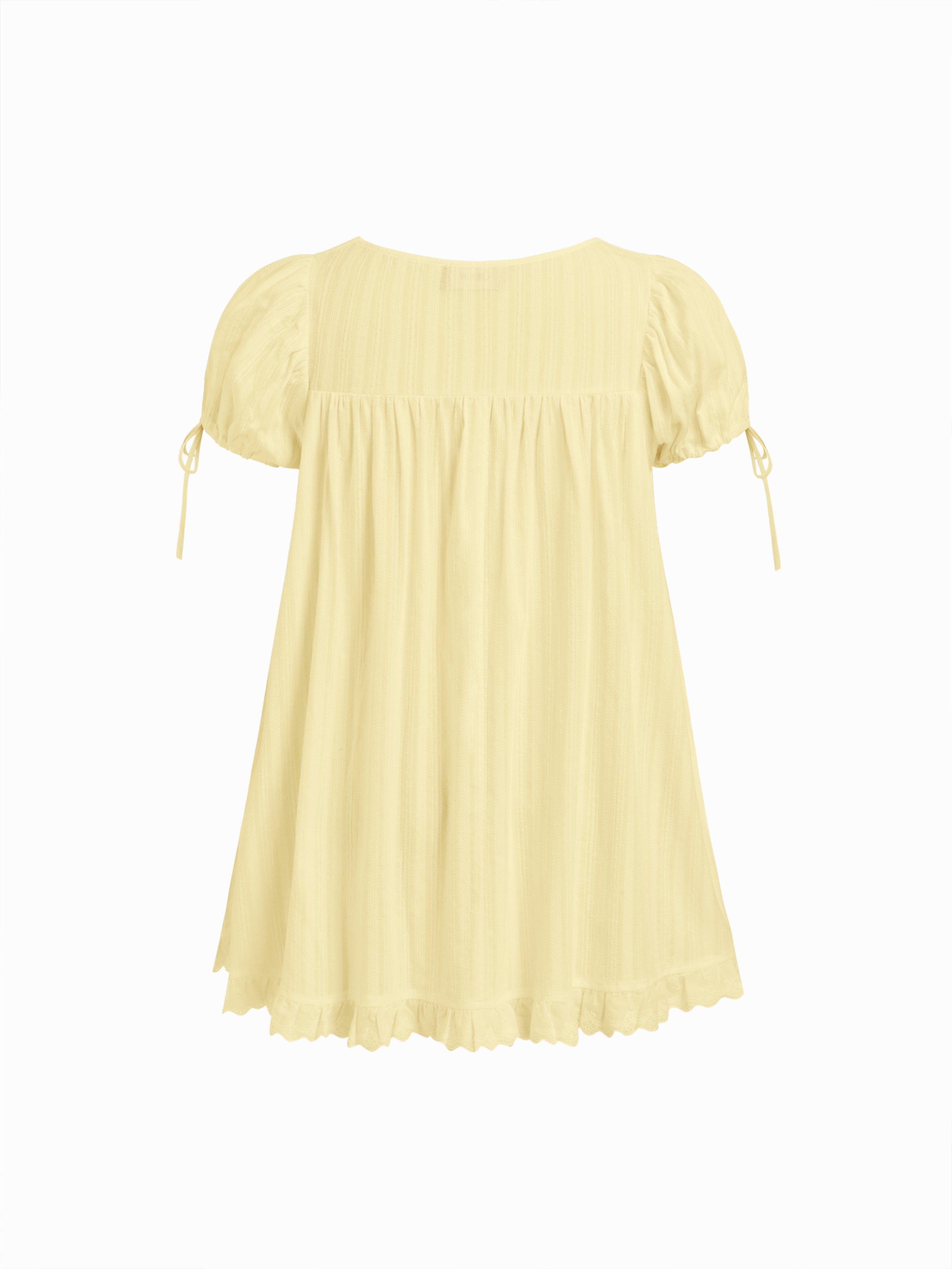 Cotton-blend Square Neck Ruffle Knotted Oversized Blouse Curve & Plus