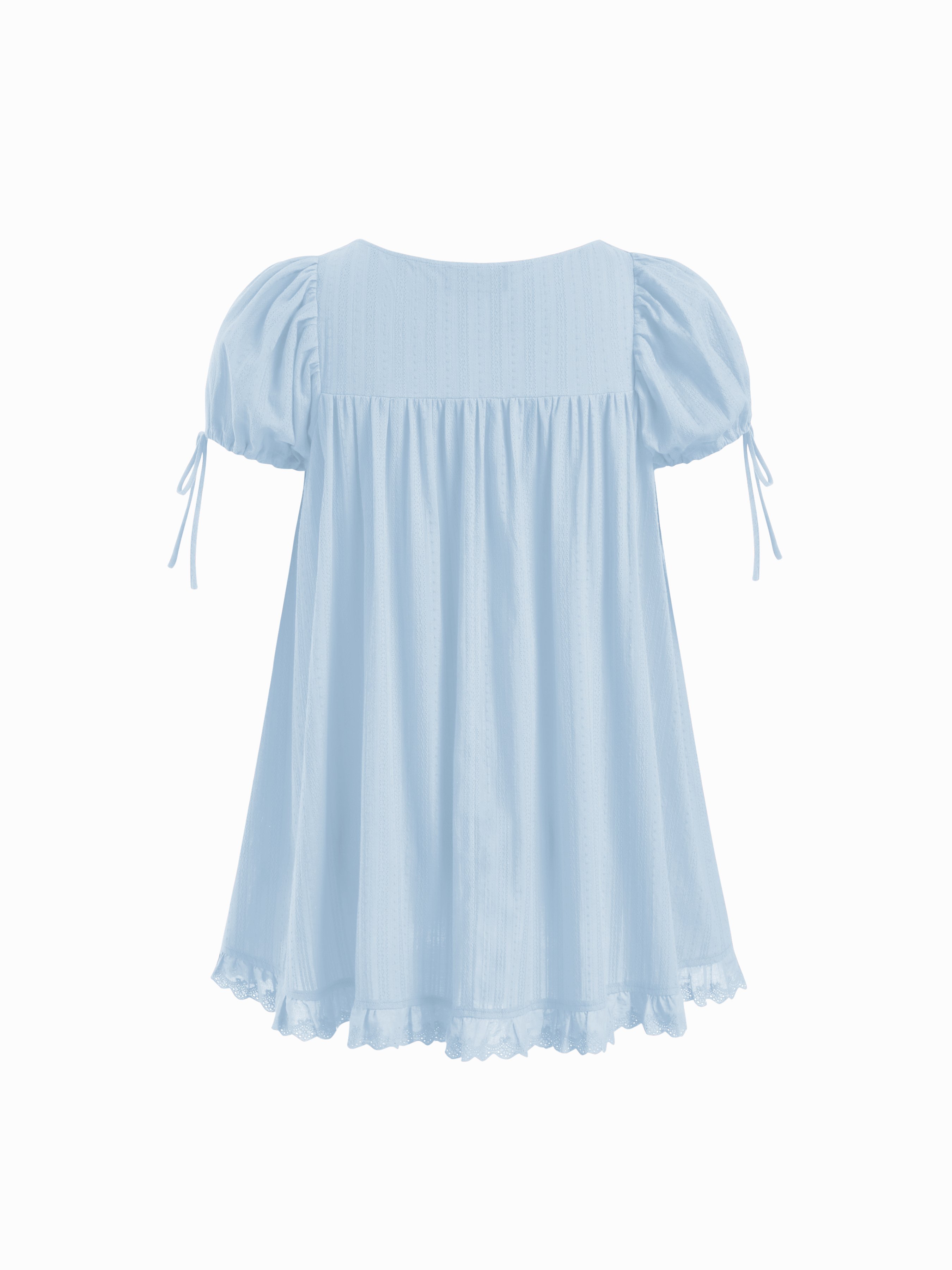 Cotton-blend Square Neck Ruffle Knotted Oversized Blouse Curve & Plus