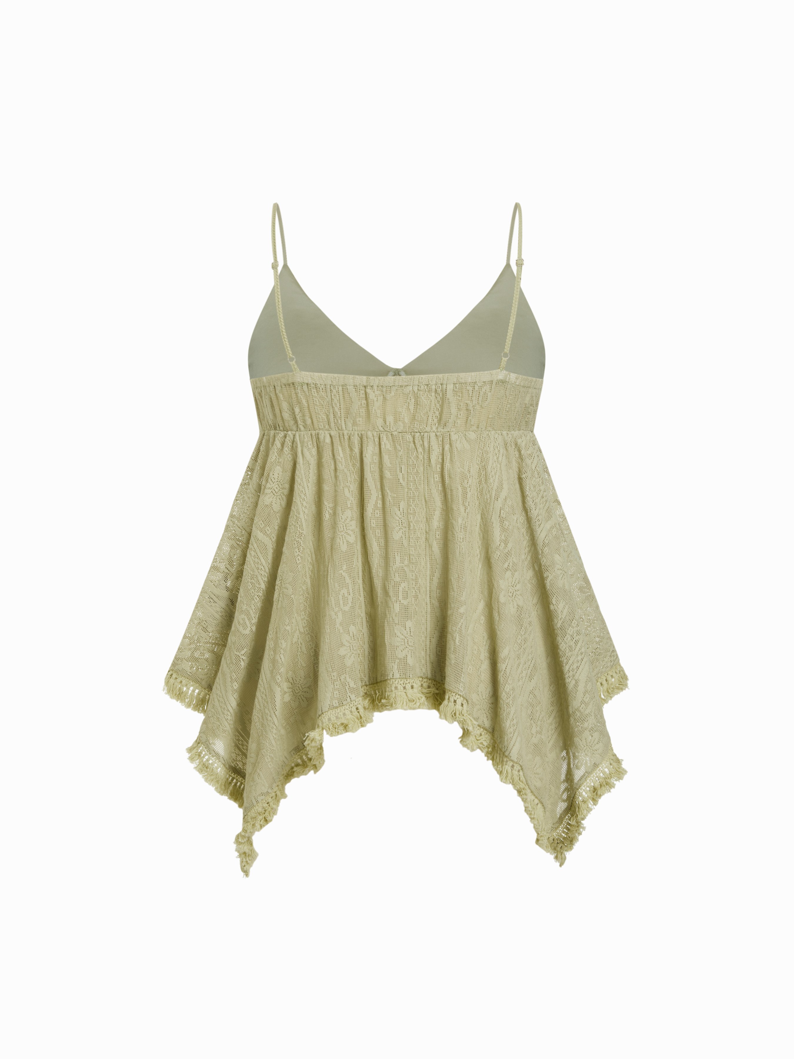 Jacquard Sweetheart Tie-front Hanky Hem Cami Top Curve & Plus
