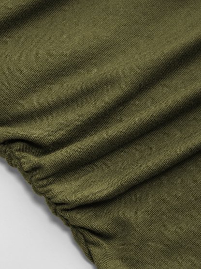 Boat Neck Mid-length Bell Sleeve Ruched Tee Curve & Plus