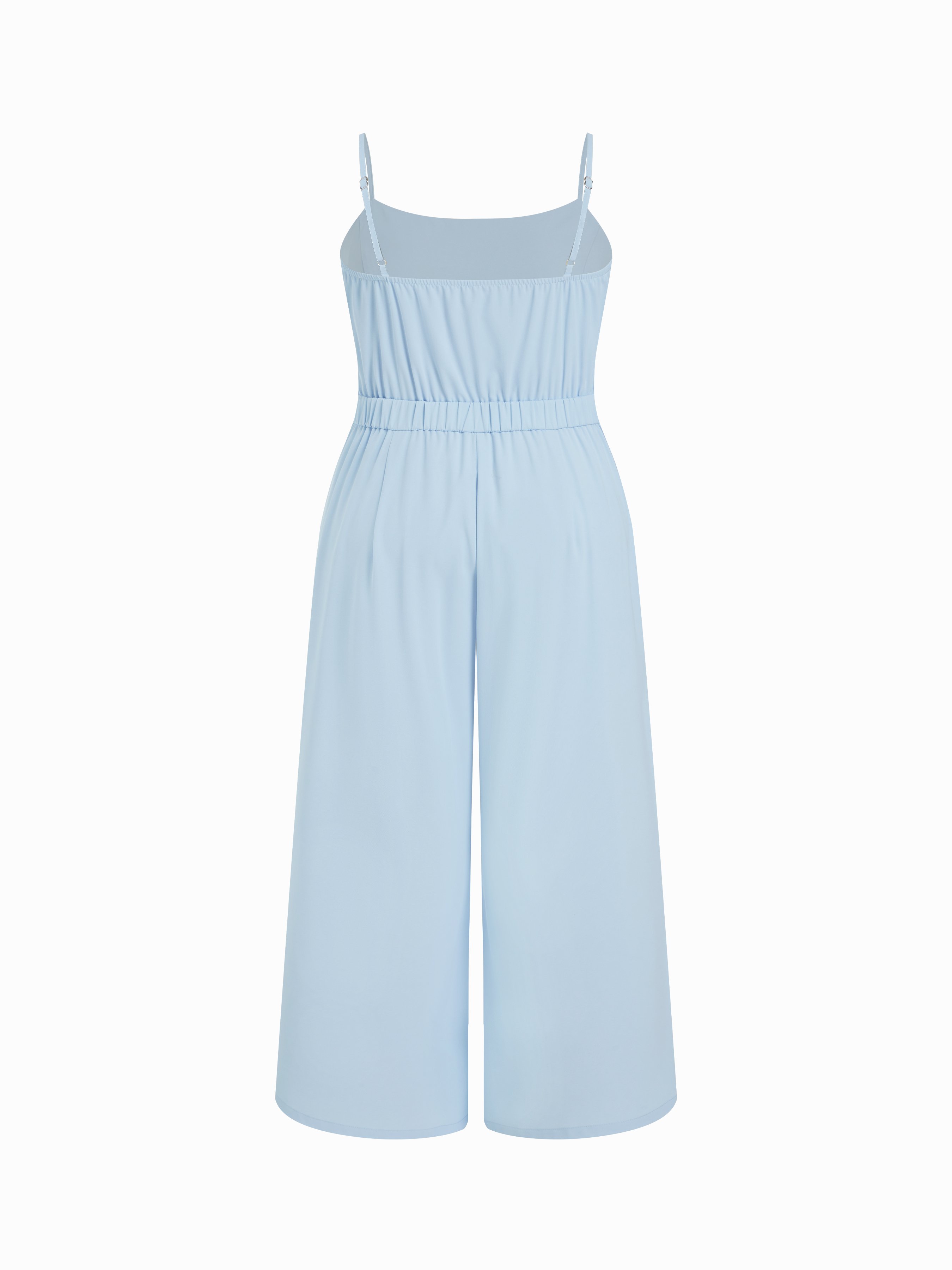 Stand Collar Asymmetrical Cloak Sleeve Mid Rise Wide Leg Jumpsuit Curve & Plus