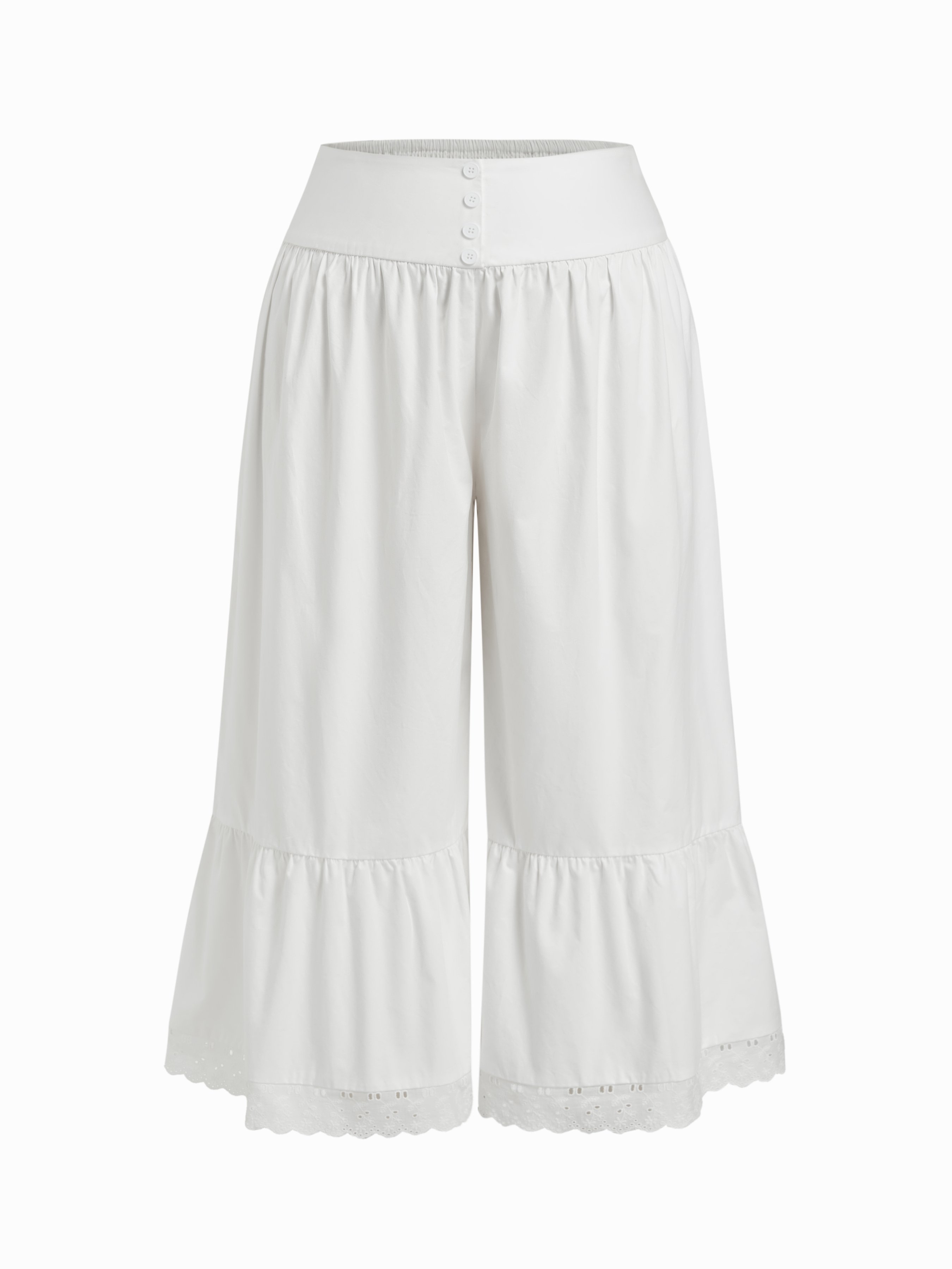 Woven Mid Rise None Wide Leg Trousers Trousers Curve & Plus