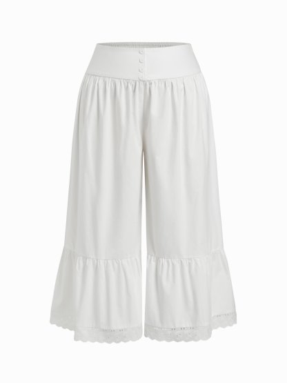Woven Mid Rise None Wide Leg Trousers Trousers Curve & Plus