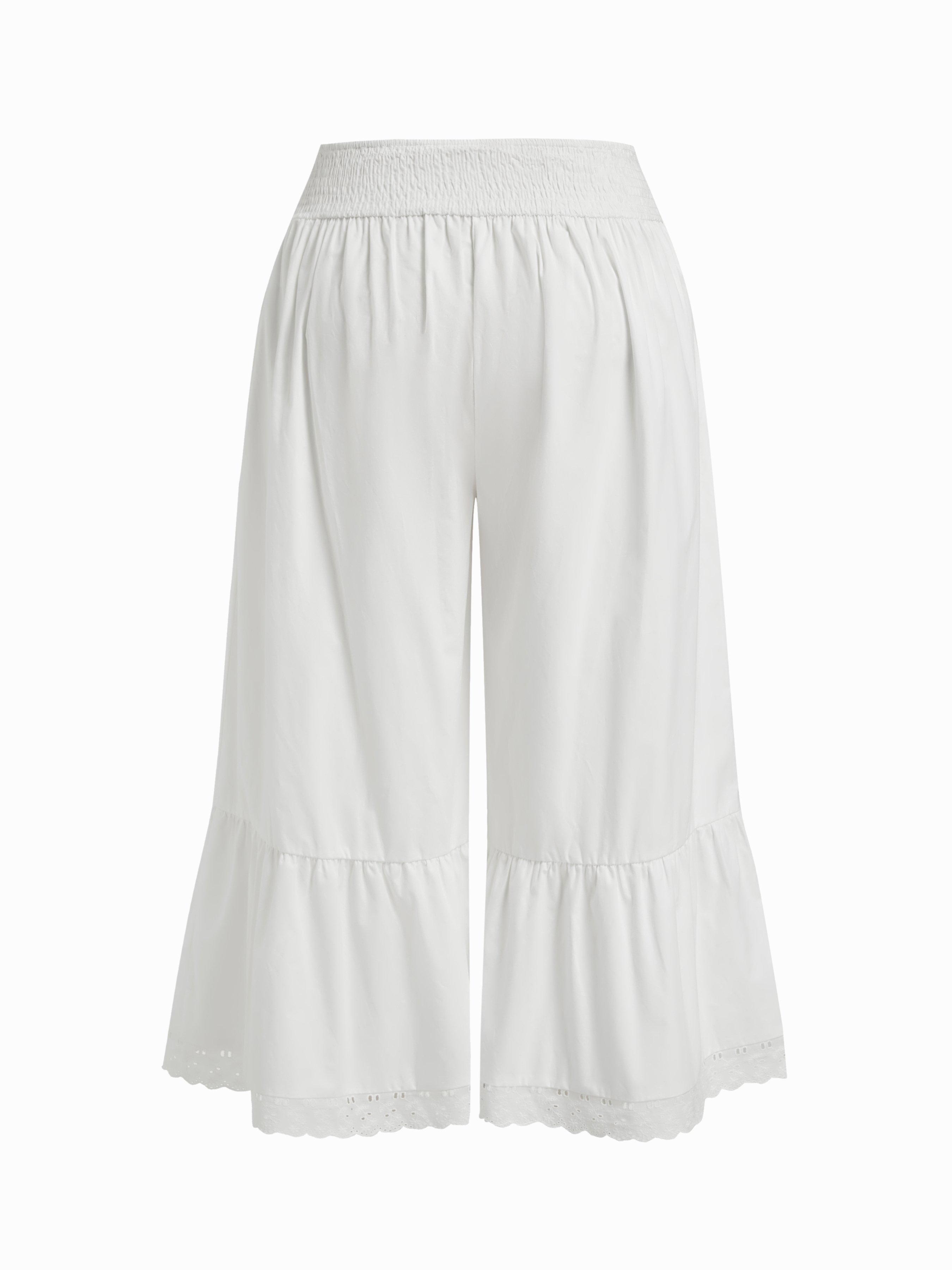 Woven Mid Rise None Wide Leg Trousers Trousers Curve & Plus
