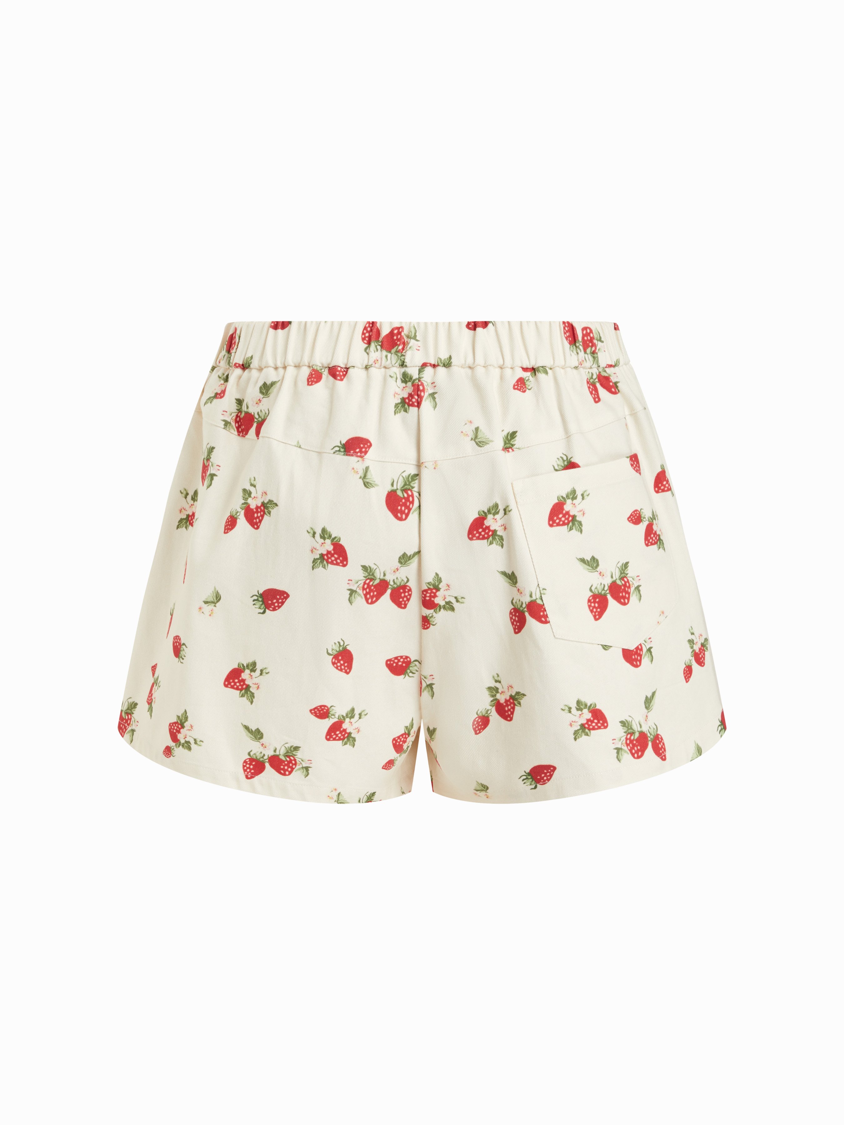 100% Cotton Mid Rise Strawberry Graphic Micro Shorts Curve & Plus