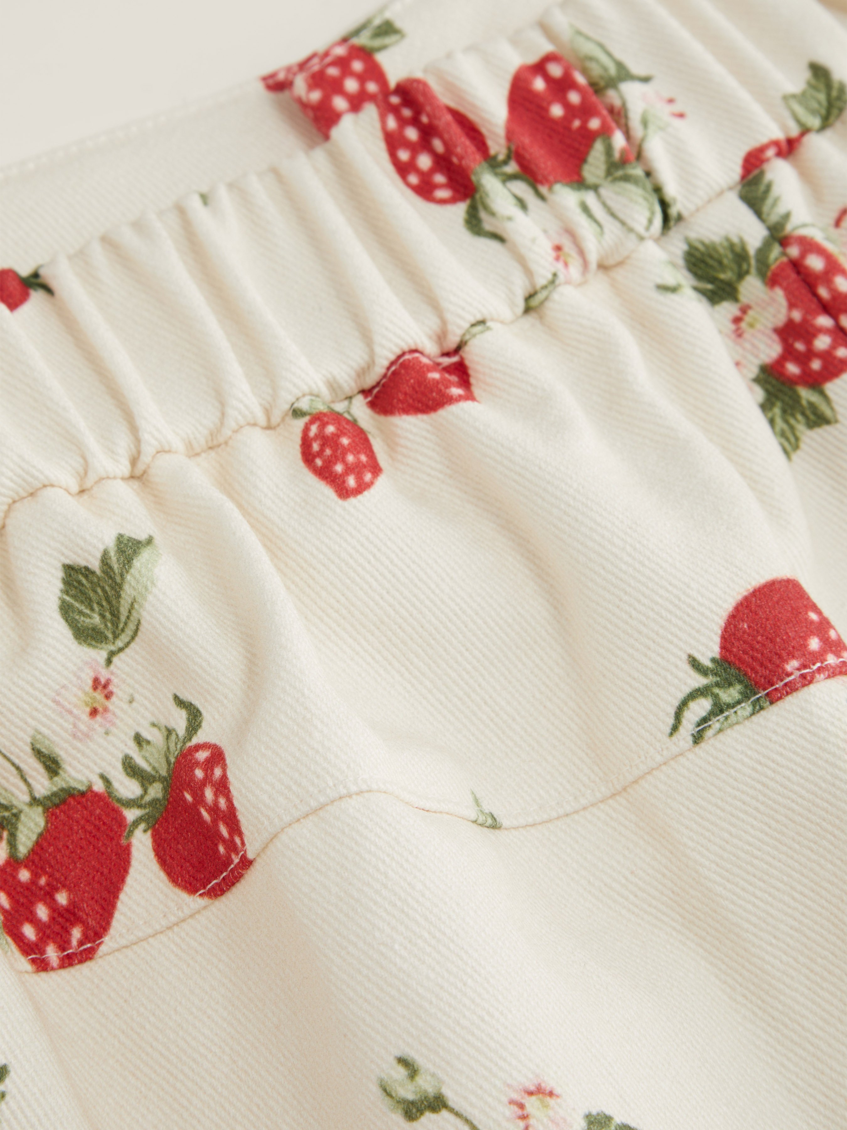 100% Cotton Mid Rise Strawberry Graphic Micro Shorts Curve & Plus