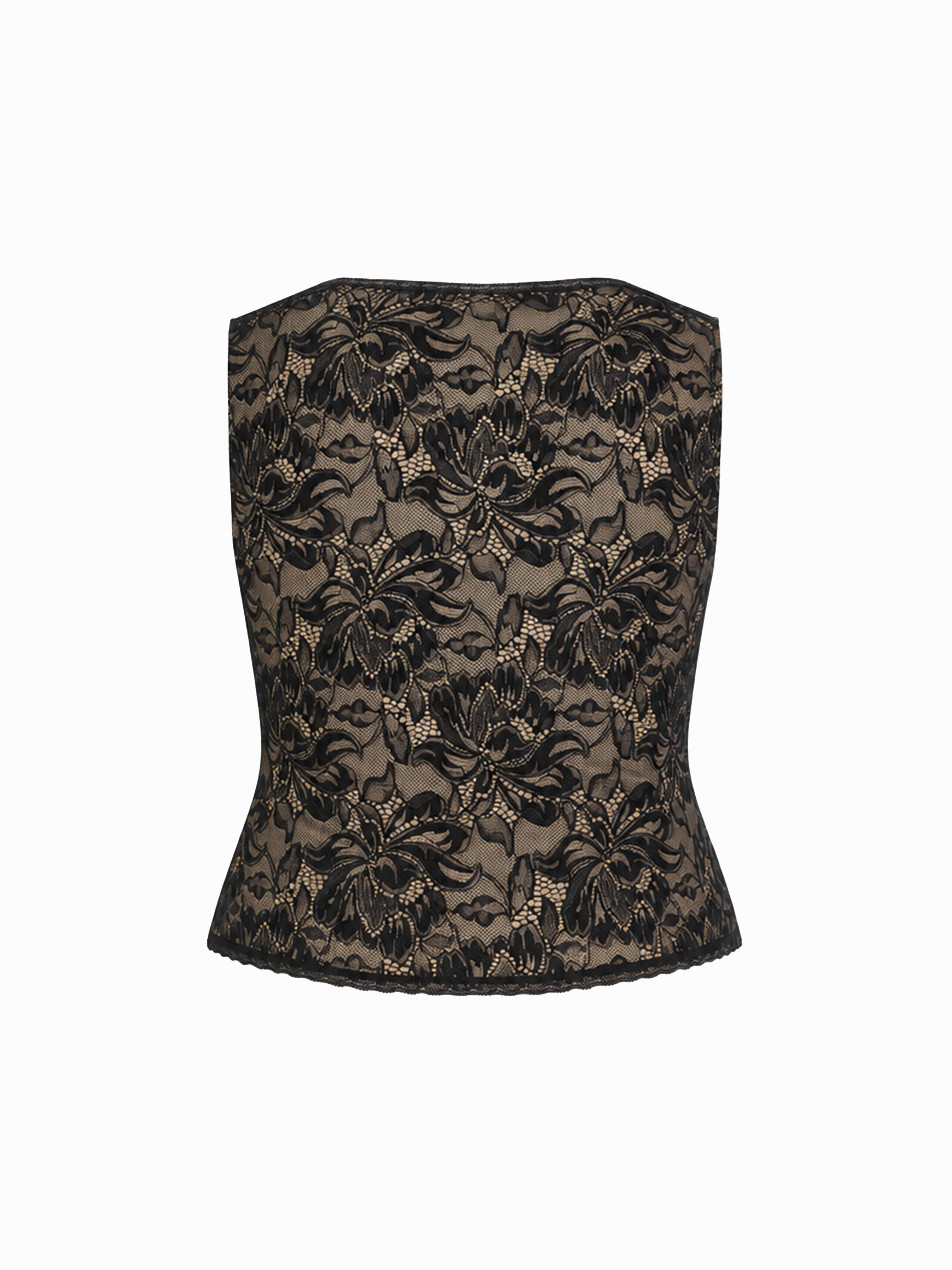 Lace Sheer Boat Neck Top Curve & Plus