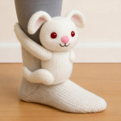3D Sweet Bunny Socks - White