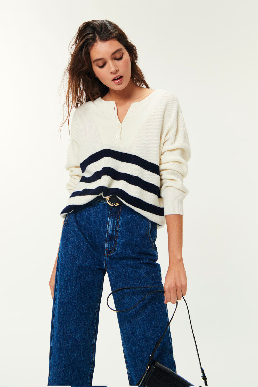 Pull a rayures Audrie Creme/Marine