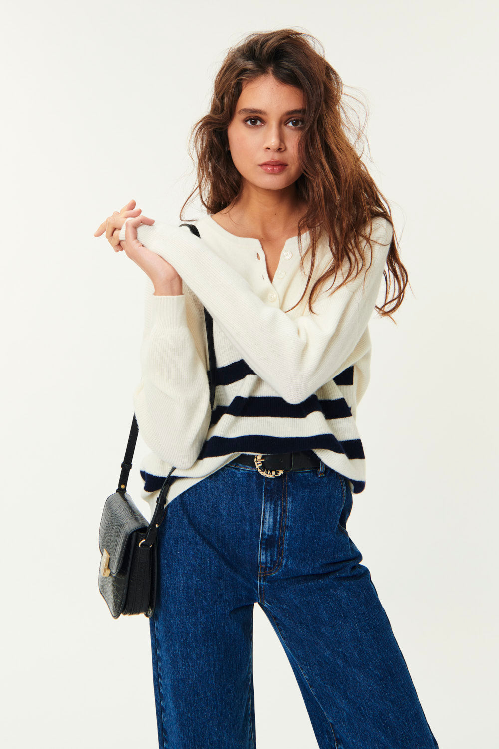 Pull a rayures Audrie Creme/Marine