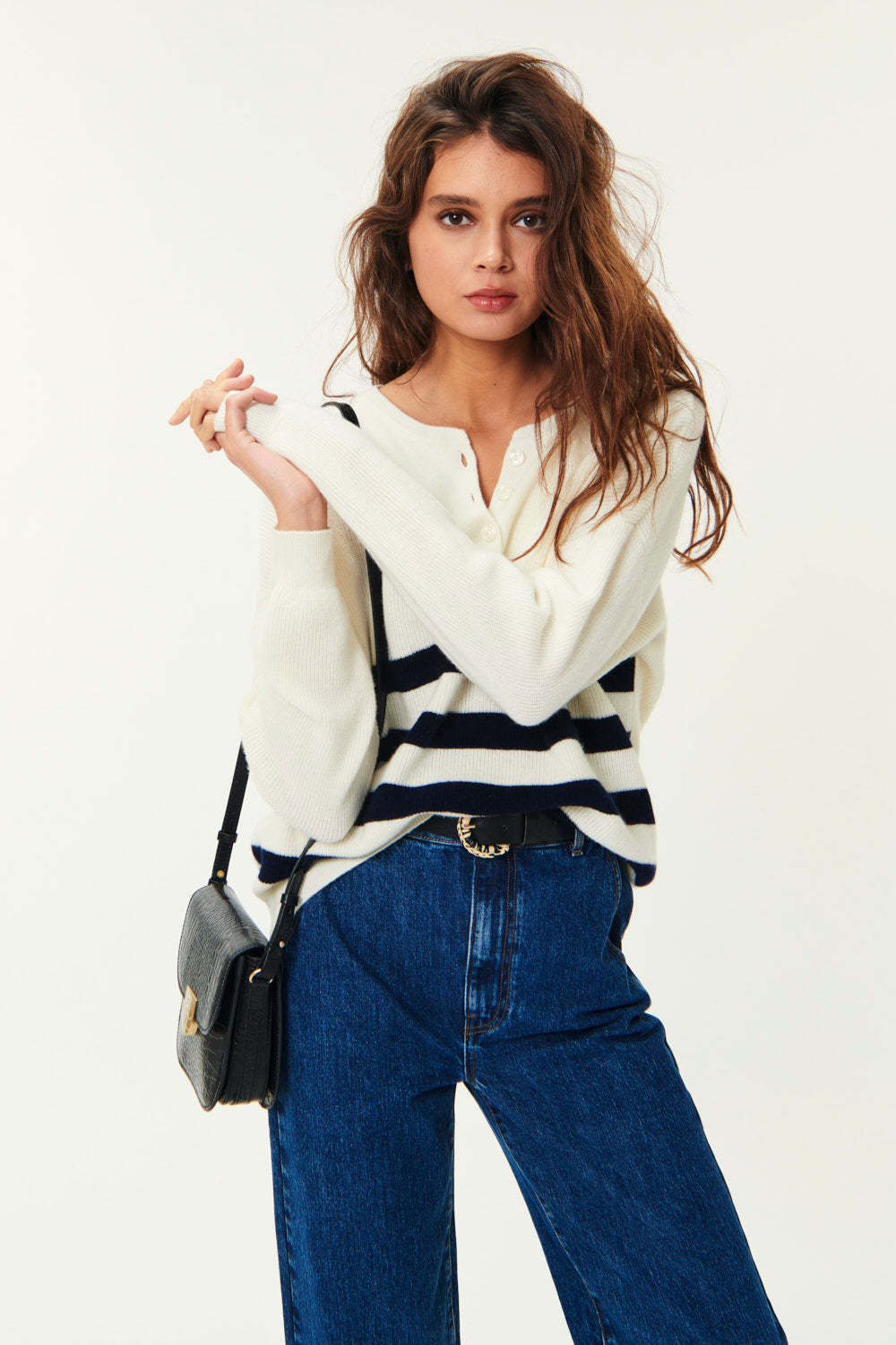 Pull a rayures Audrie Creme/Marine