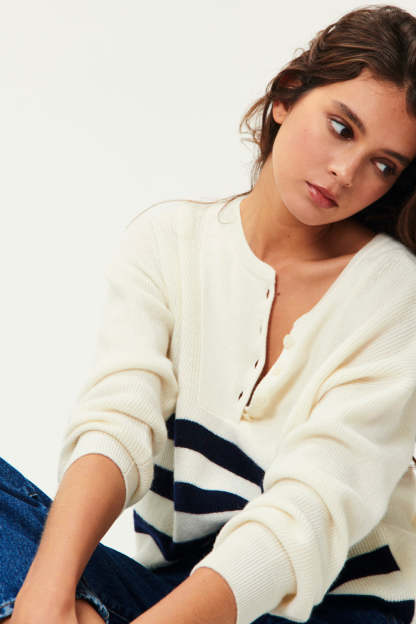 Pull a rayures Audrie Creme/Marine