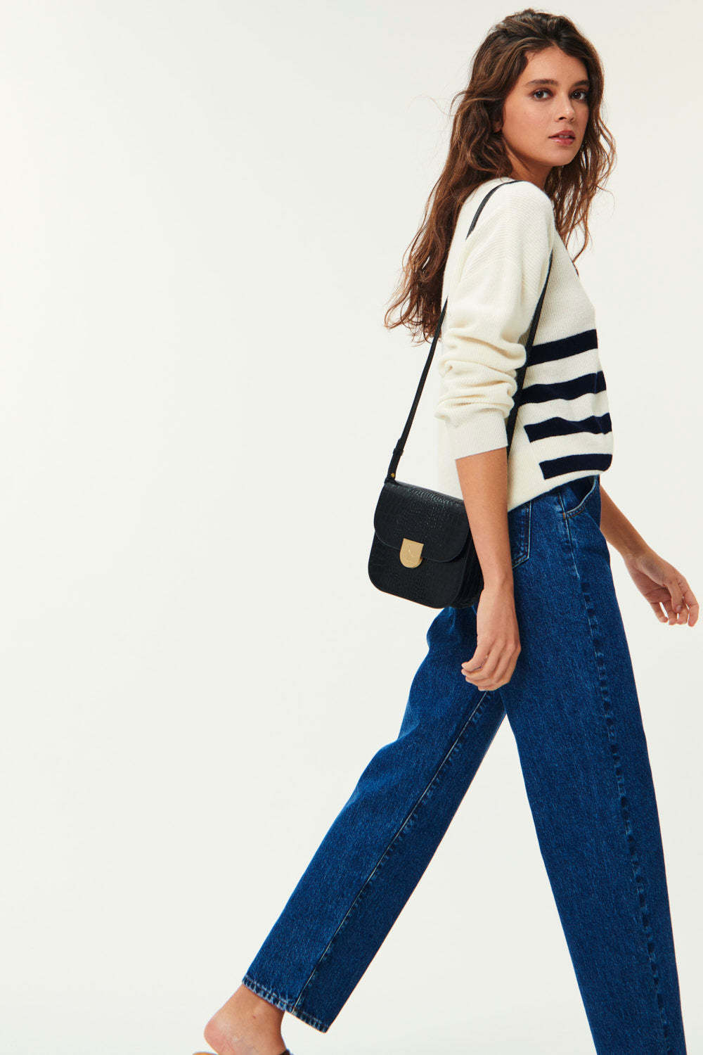 Pull a rayures Audrie Creme/Marine