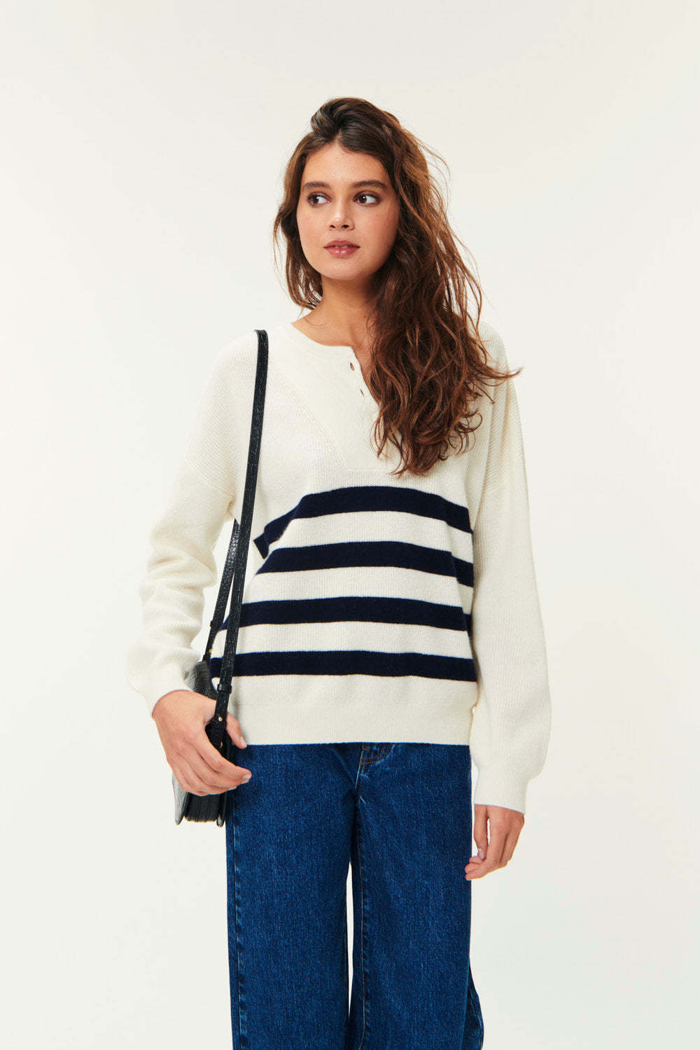 Pull a rayures Audrie Creme/Marine