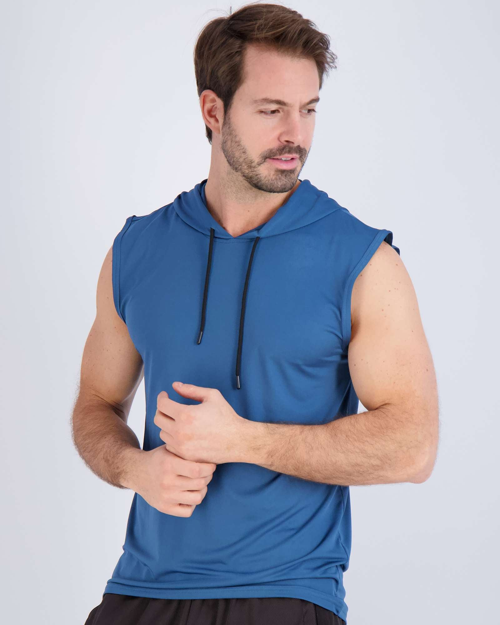 Men's Dry-Fit Active Hooded Tank Top Workout Drawstring Top (Available in Big & Tall)