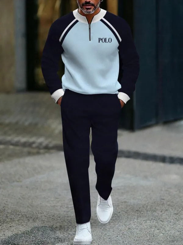 Zipper Long Sleeve Long Pants Two-Piece Set