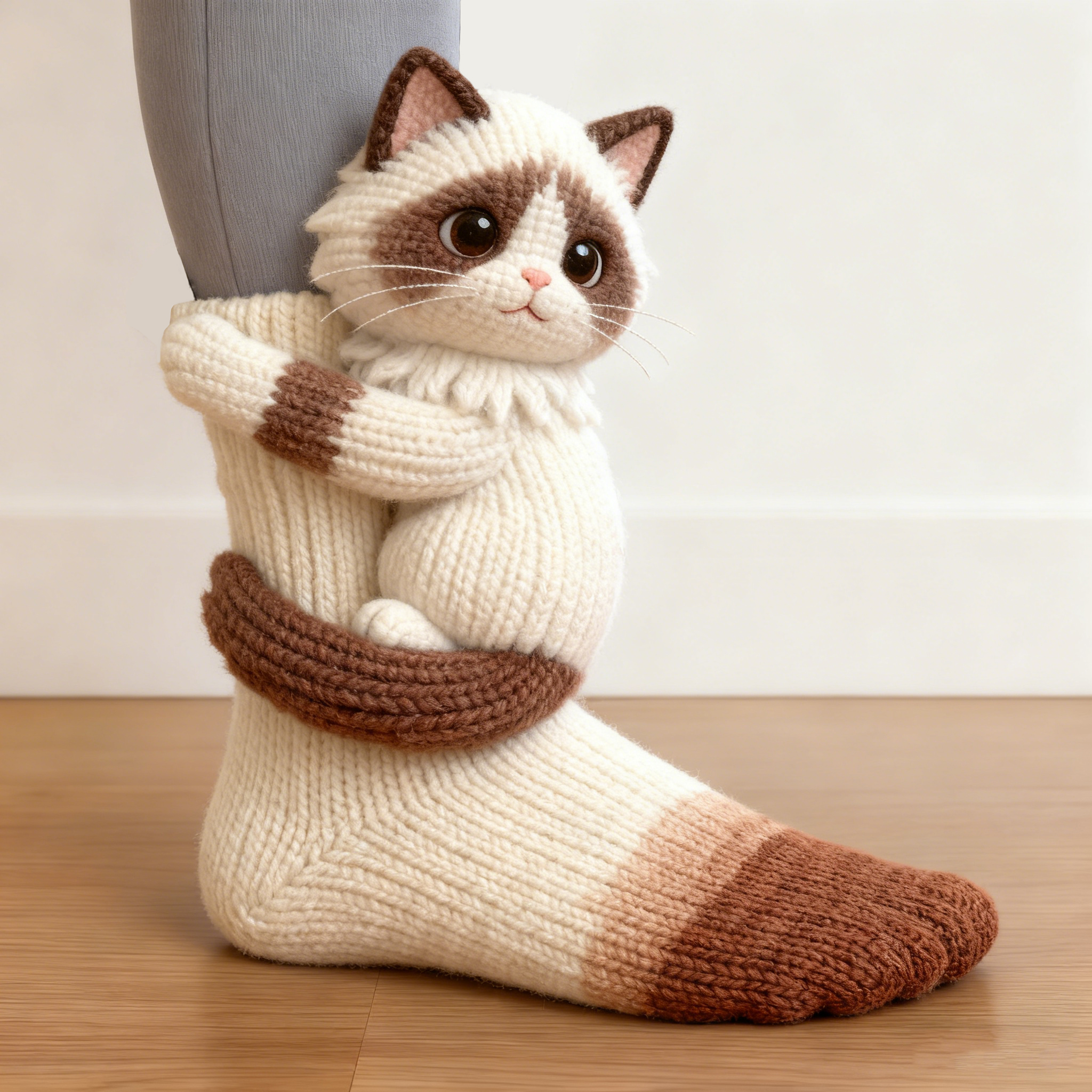 Ragdoll Cat 3D Socks - Cream