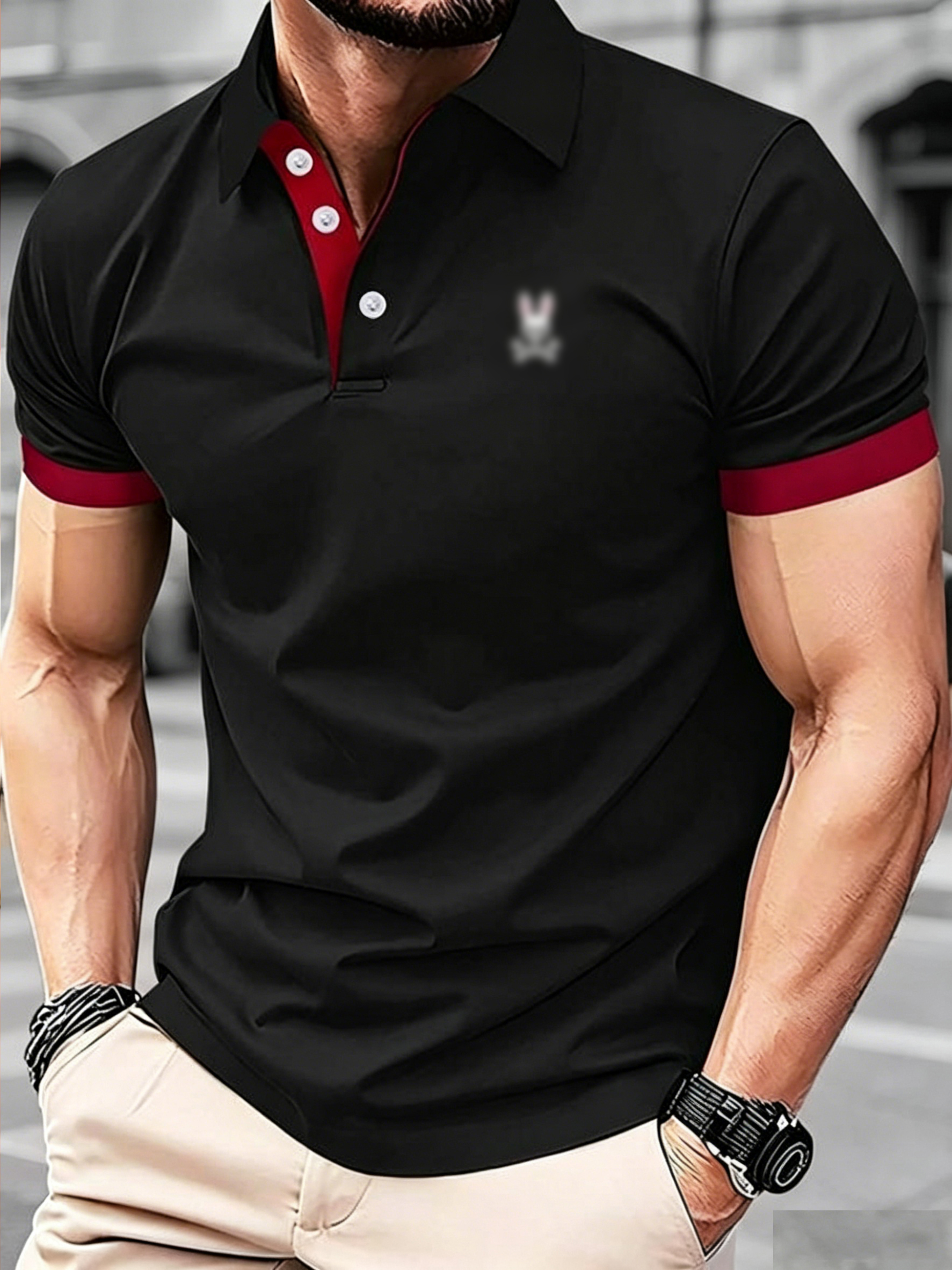 ⏰️Limited Time Sale⏰️Men’s Casual Contrast Trim Short Sleeve Golf Polo Shirt 