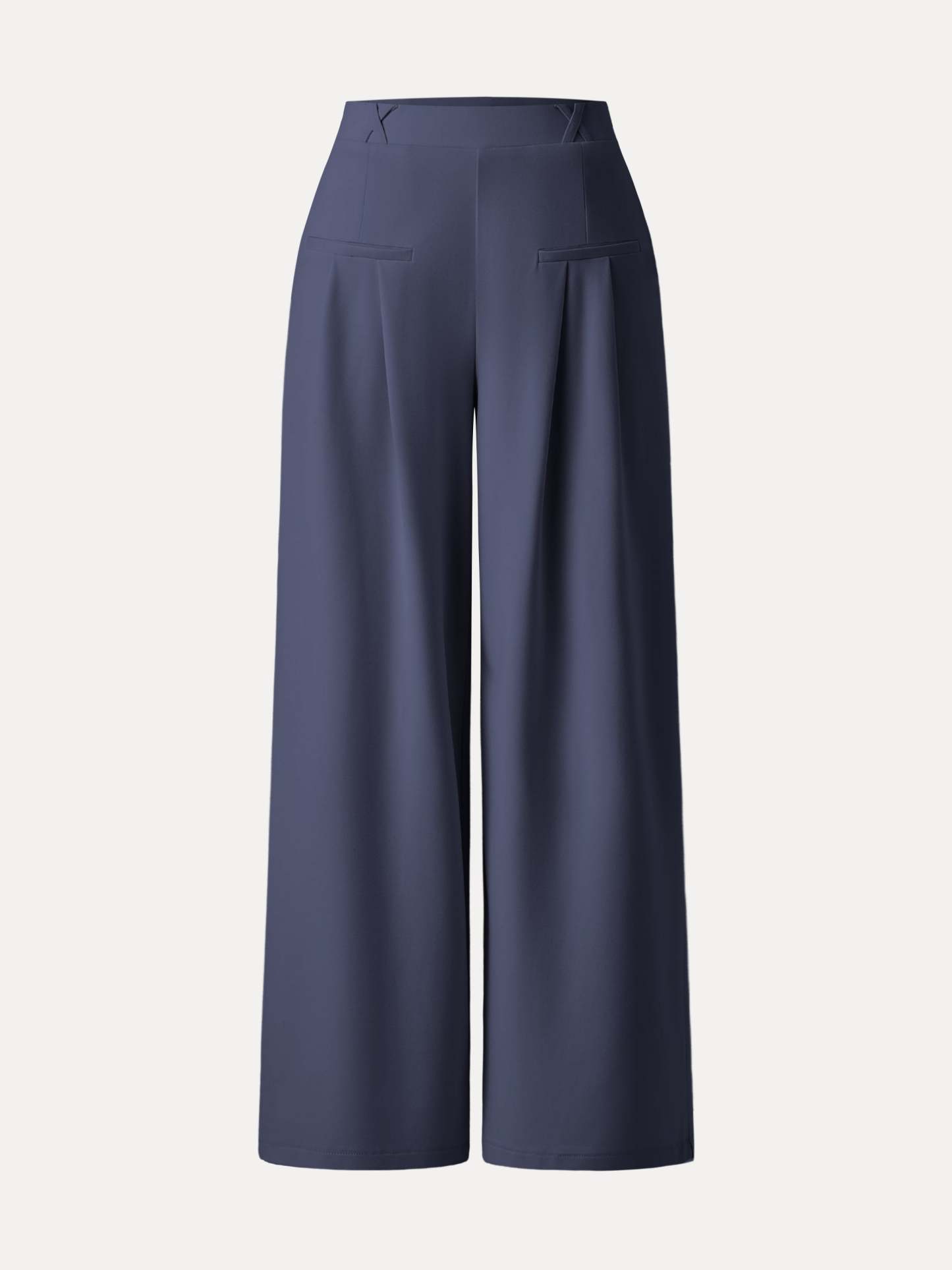 Drapey Bamboo Ponte Mid Rise Wide Leg Trouser with Pockets