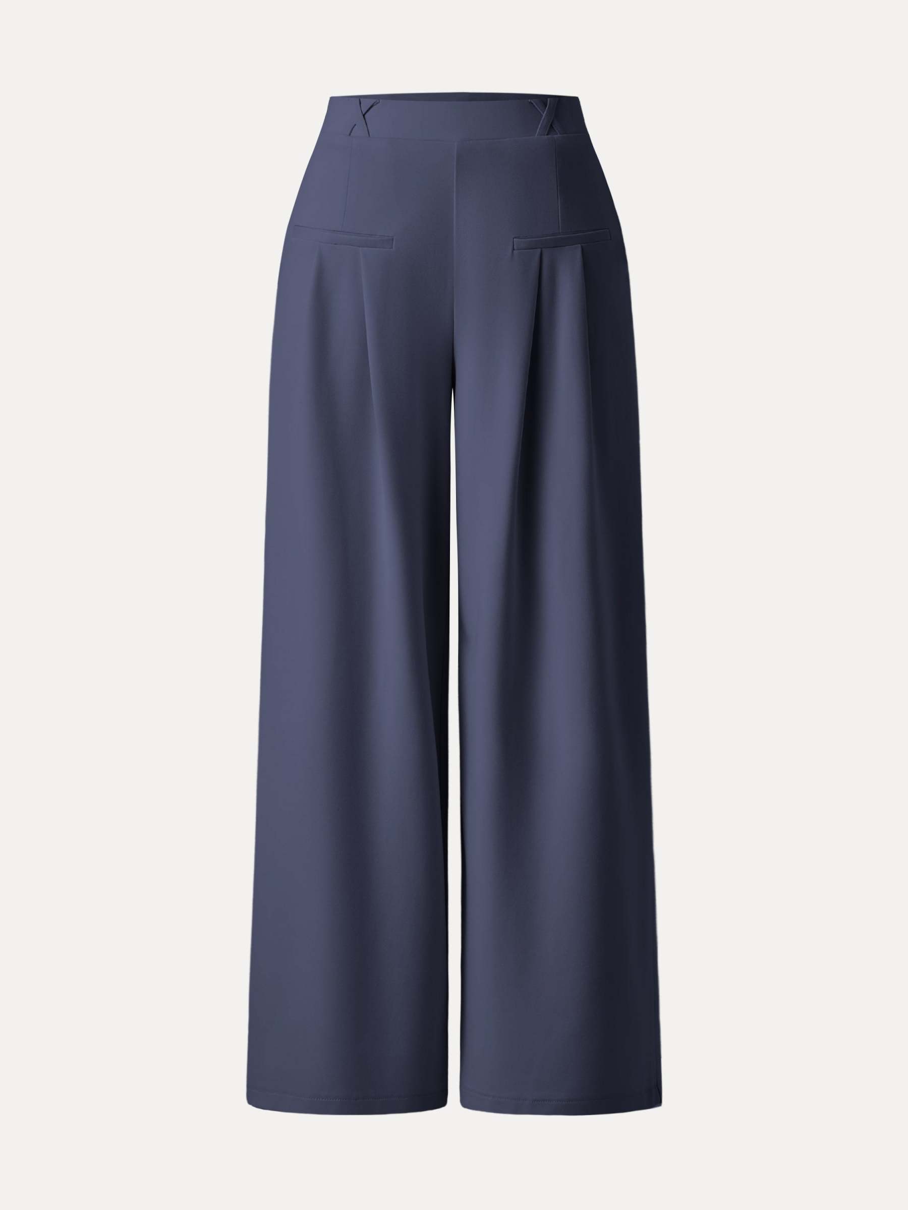 Drapey Bamboo Ponte Mid Rise Wide Leg Trouser with Pockets