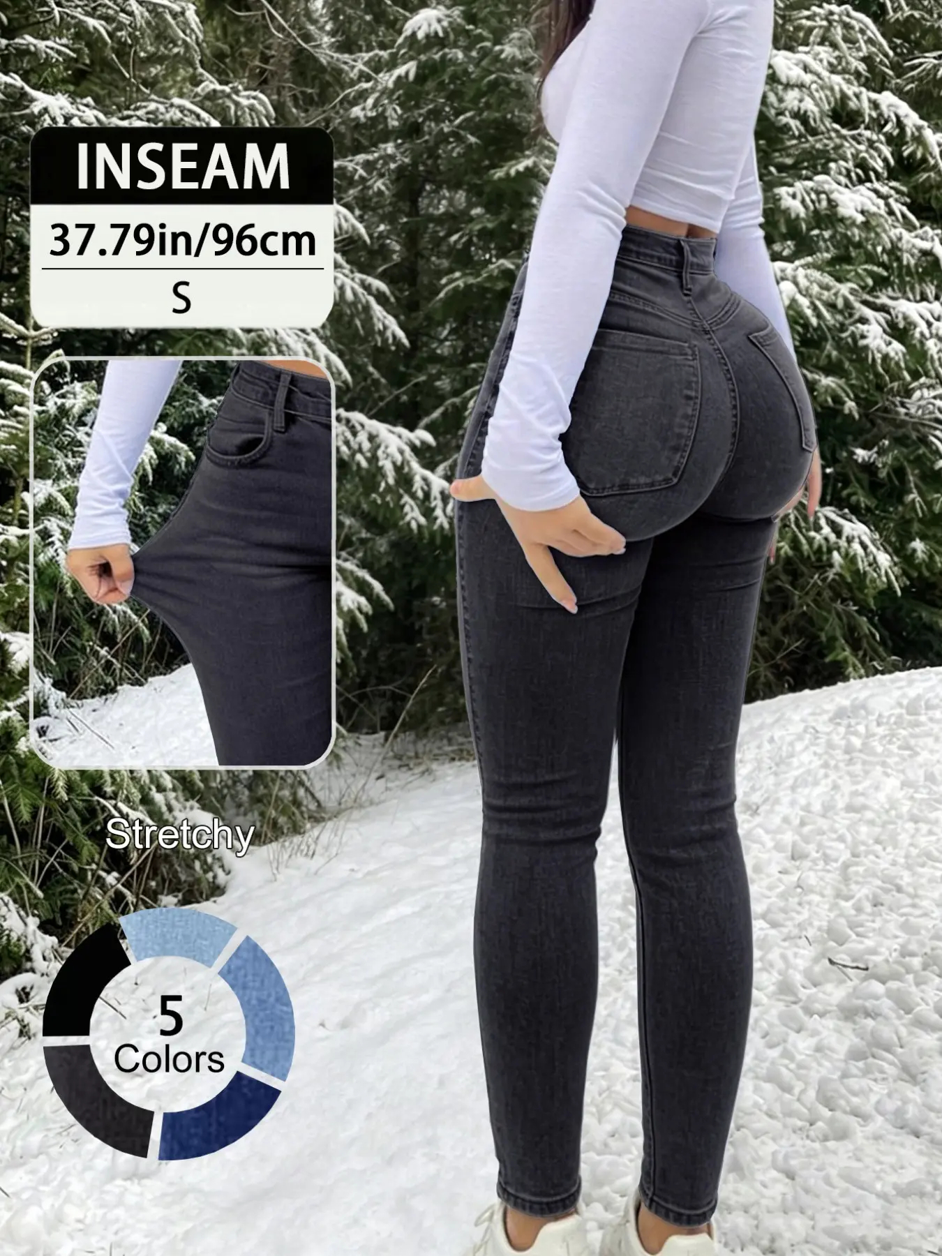 Women's Elegant High Waist Long Skinny Jeans Denim Pant