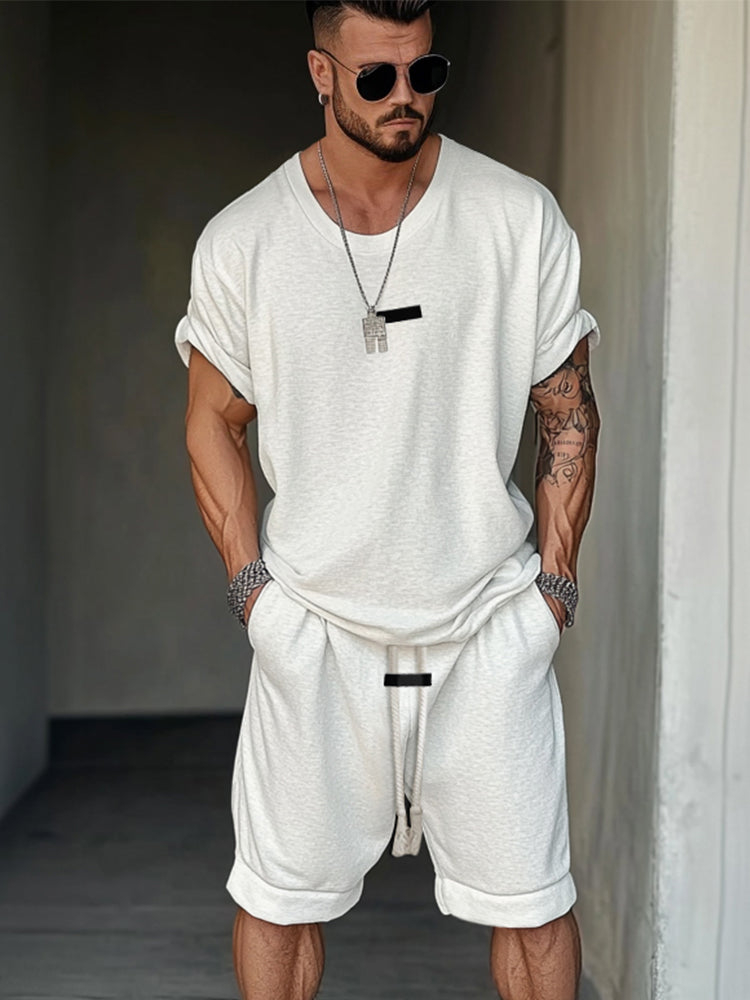 Men's 2-Piece Athleisure Fusion T-Shirt Shorts Set