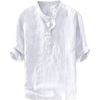 Men's Casual Linen 3/4 Sleeve Lightweight Henley Shirt