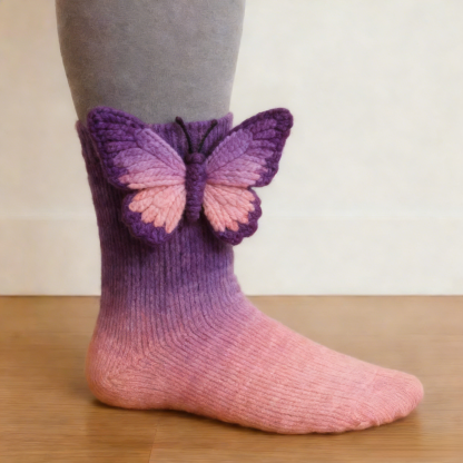 3D Butterfly Socks - Purple