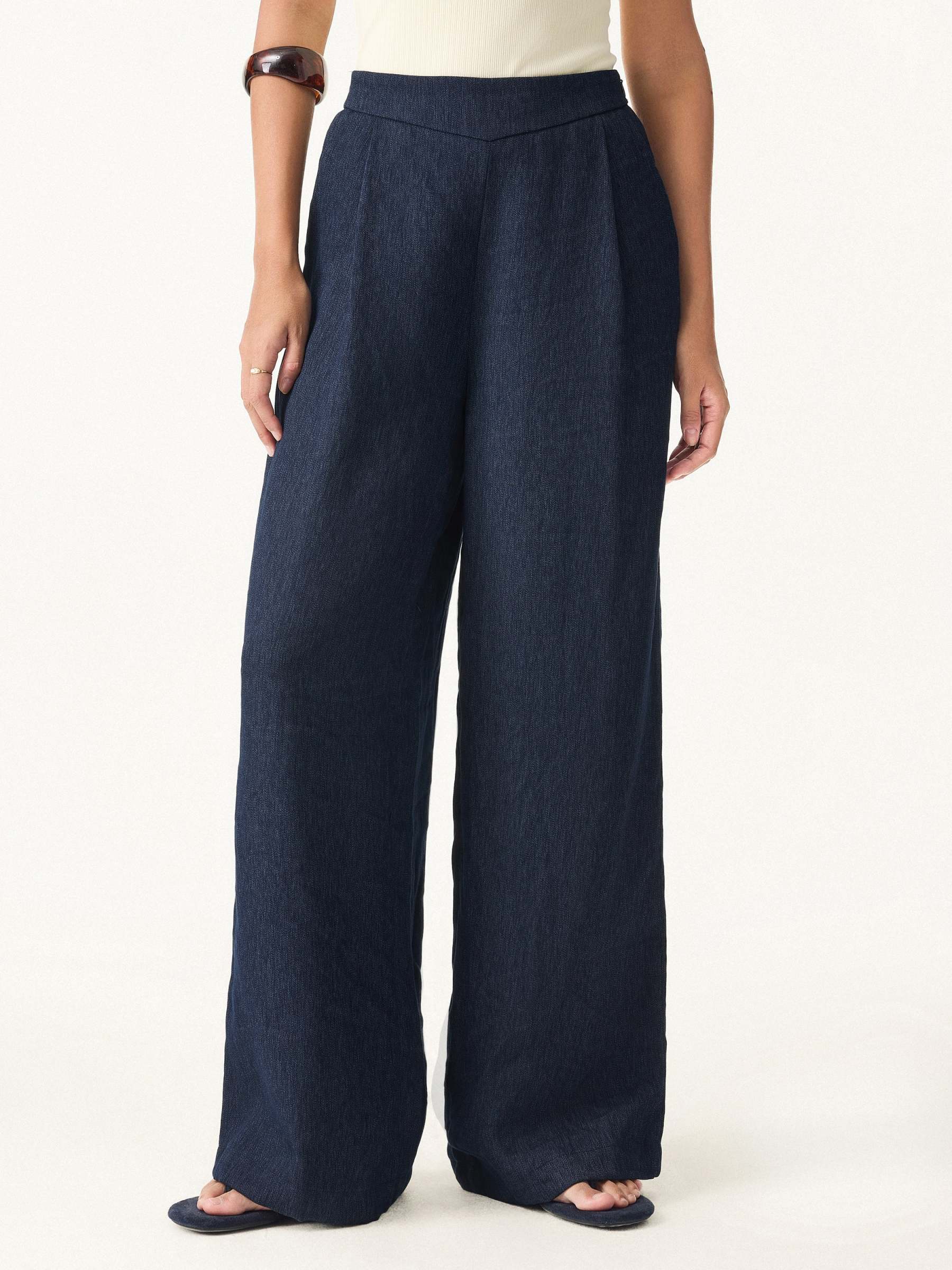 Breezy Linen-Like Mid Rise Wide Leg Pant with Pockets