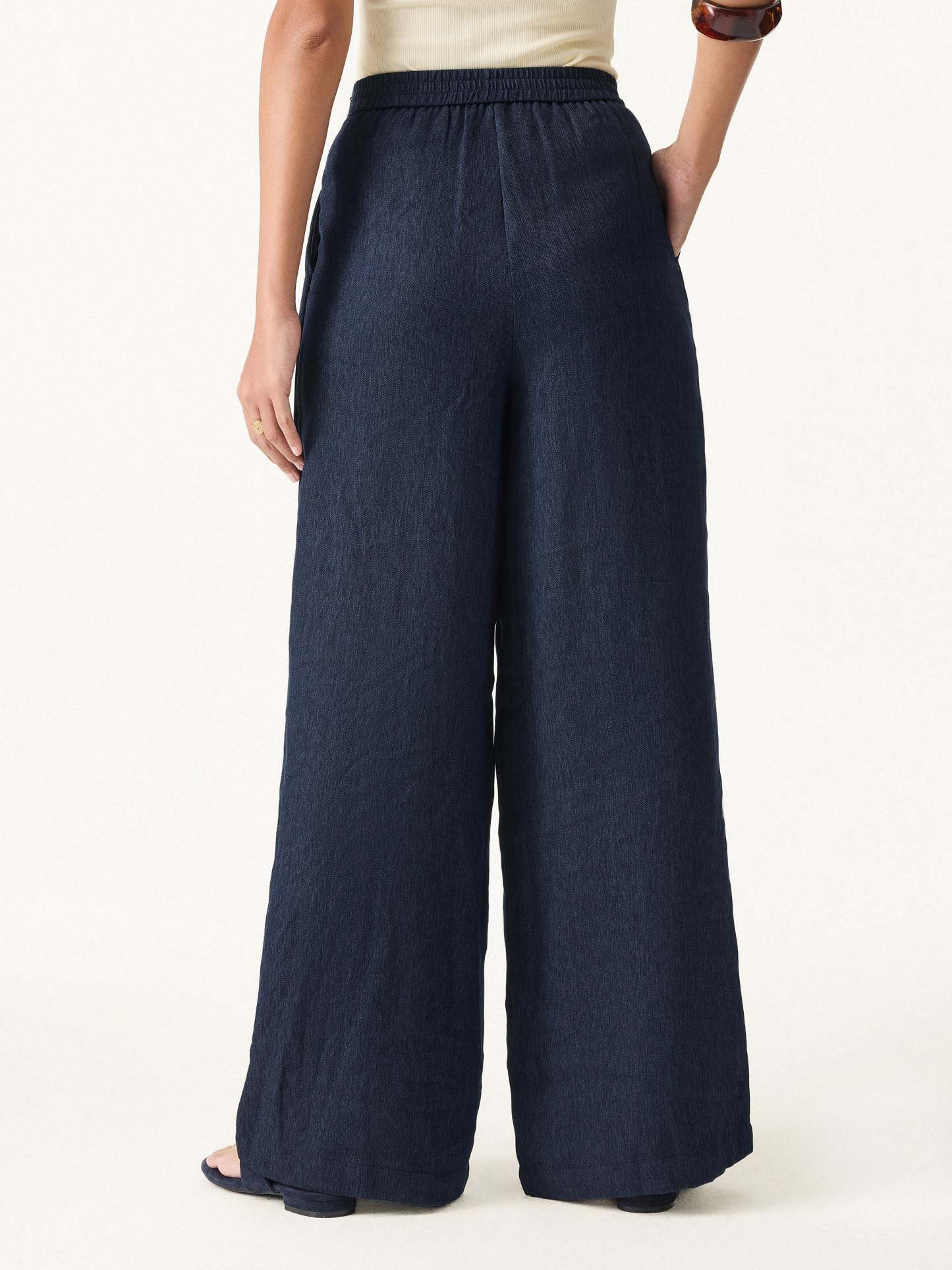 Breezy Linen-Like Mid Rise Wide Leg Pant with Pockets