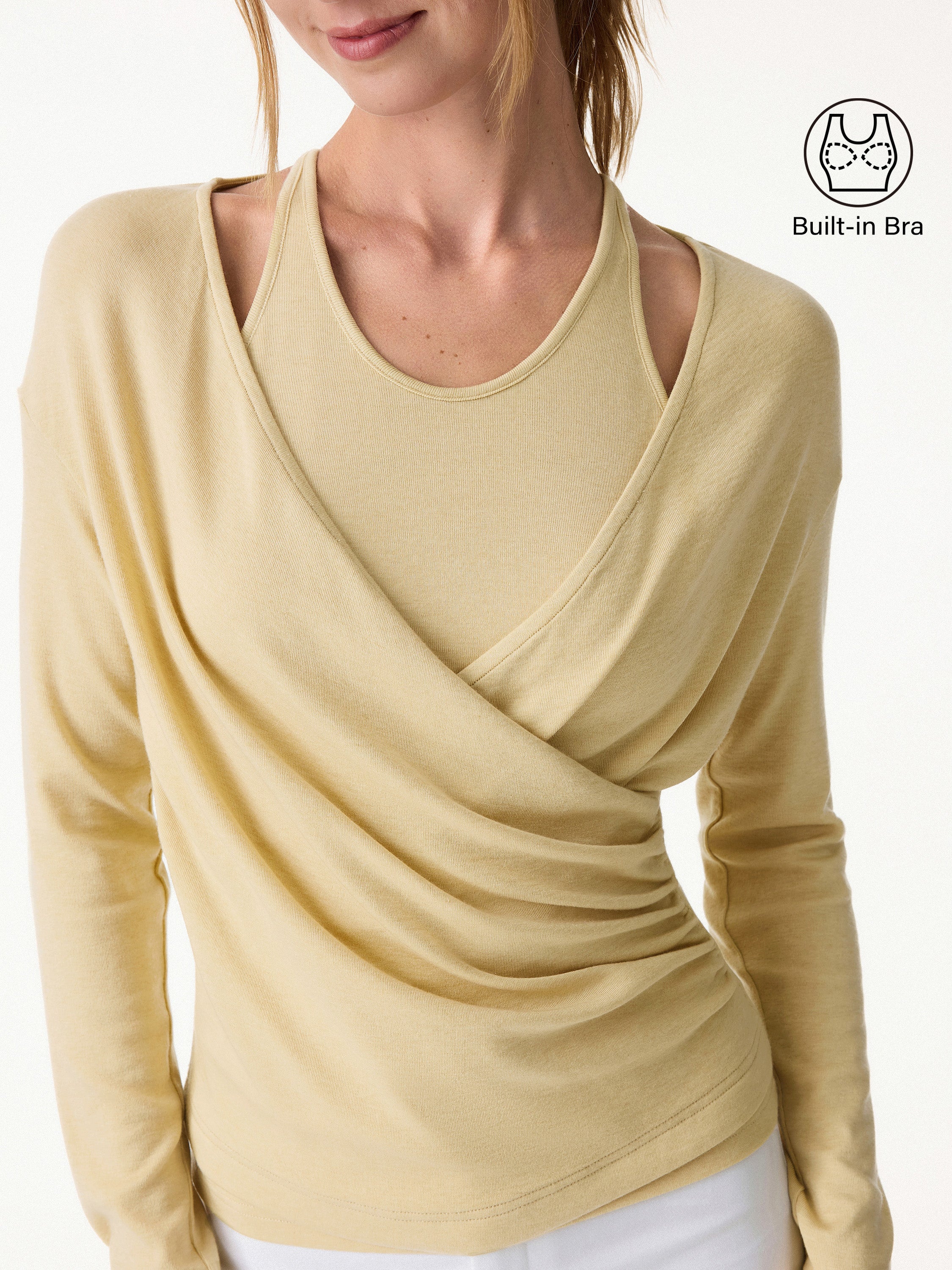 LiteWarm Two-Piece Set Cami with Surplice Ruched Built-In Bra Top