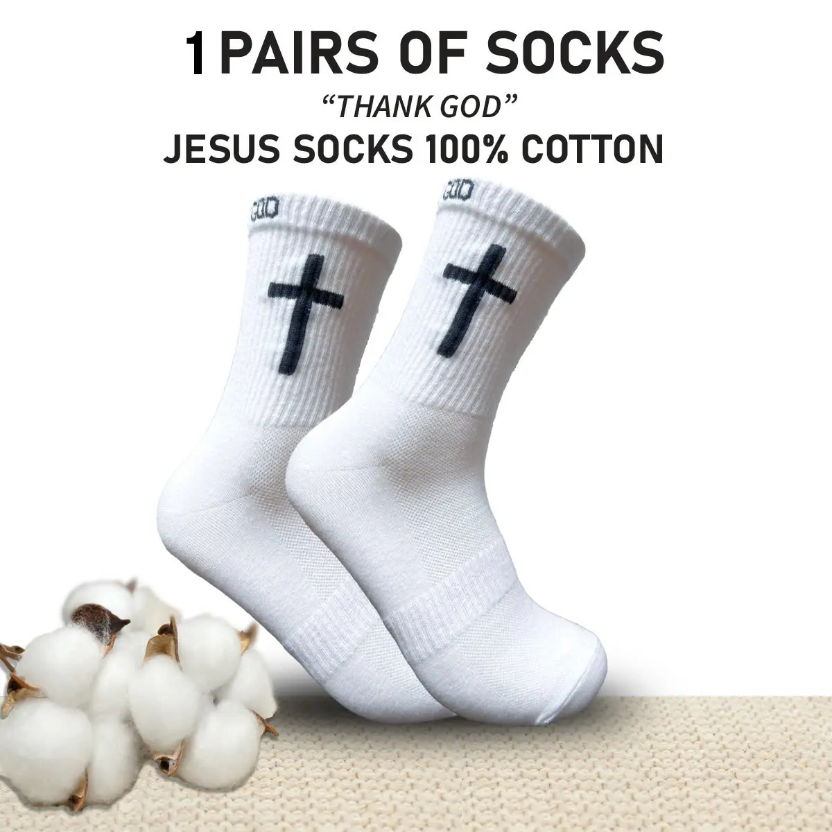 Socks Christian Cushioned Crew Socks, Cotton Socks, Sports Socks, Jesus Socks, 4:13