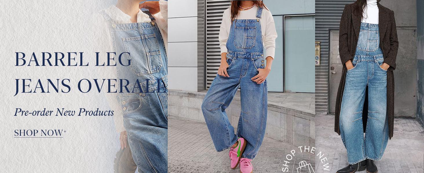 Chouyatou women's wide-leg denim overalls Y2k loose straight overalls jumpsuit