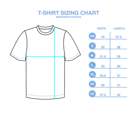 Good Good Golf T-Shirt Sizing Chart