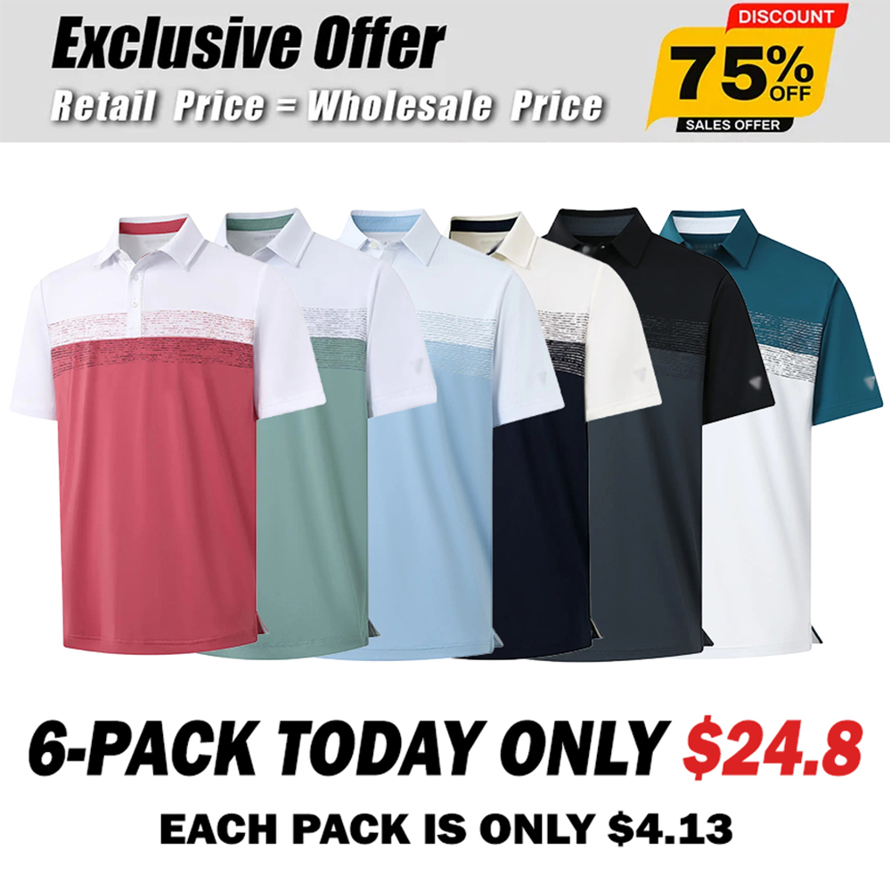Men's Polo Shirts Dry Fit Performance Color Block Shirt