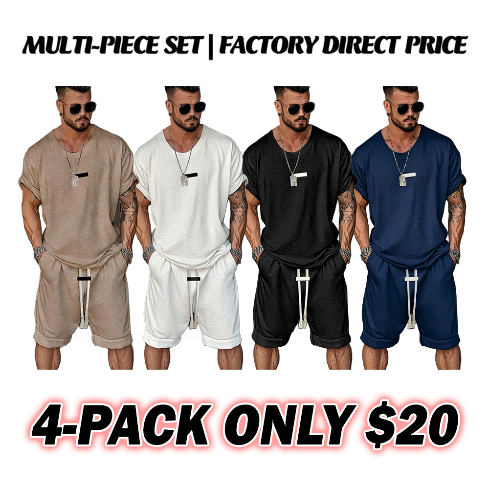 Men's 2-Piece Athleisure Fusion T-Shirt Shorts Set